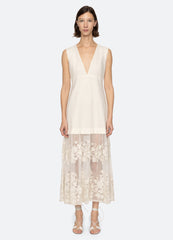Arielle V-Neck Dress Cream