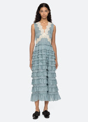 Anise Dress Blue|White