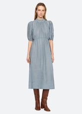 Anise S/S Dress Blue|Chartreuse