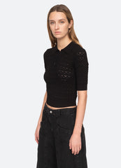 Rue Polo Sweater Black|Cream