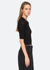 Rue Polo Sweater Black|Cream