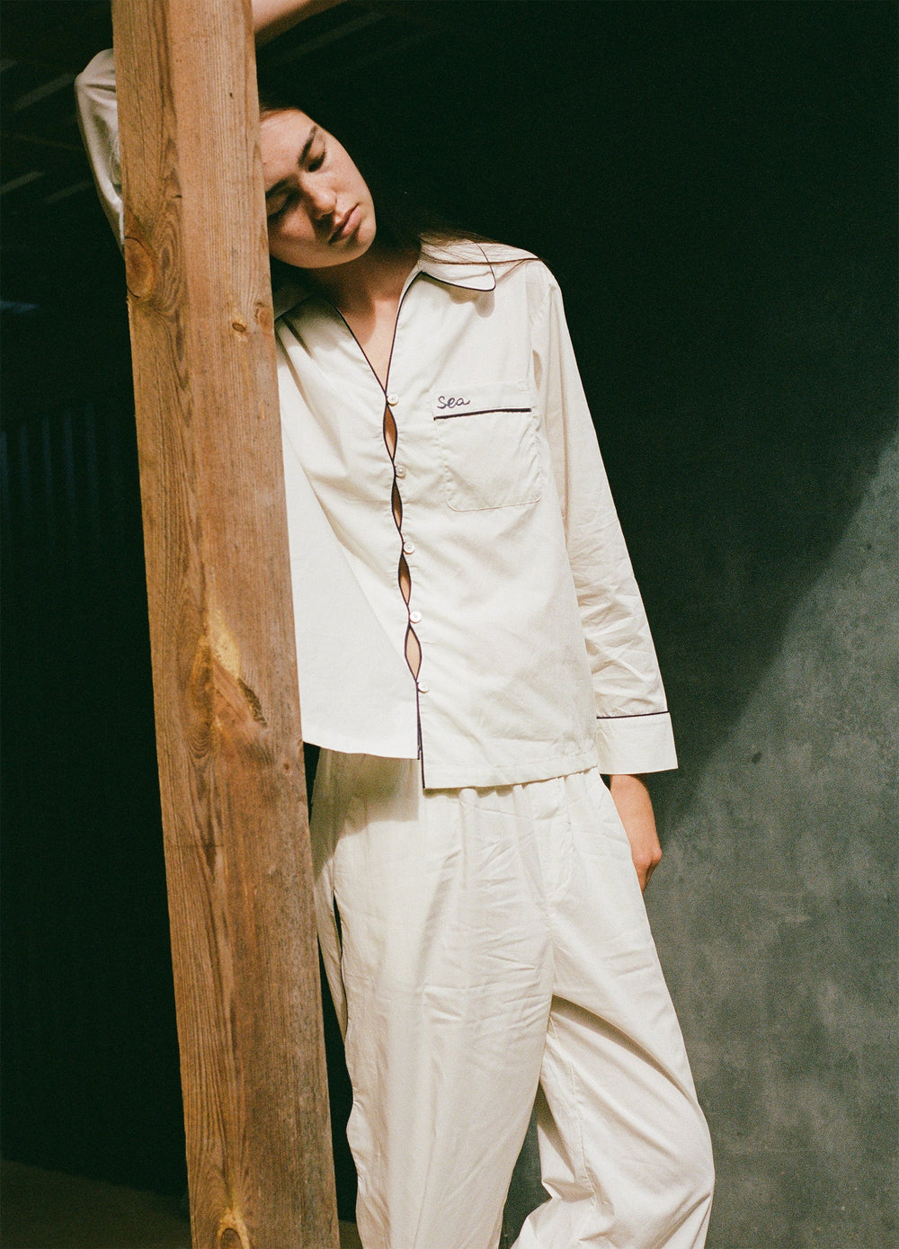 Vesta PJ Set White|Navy