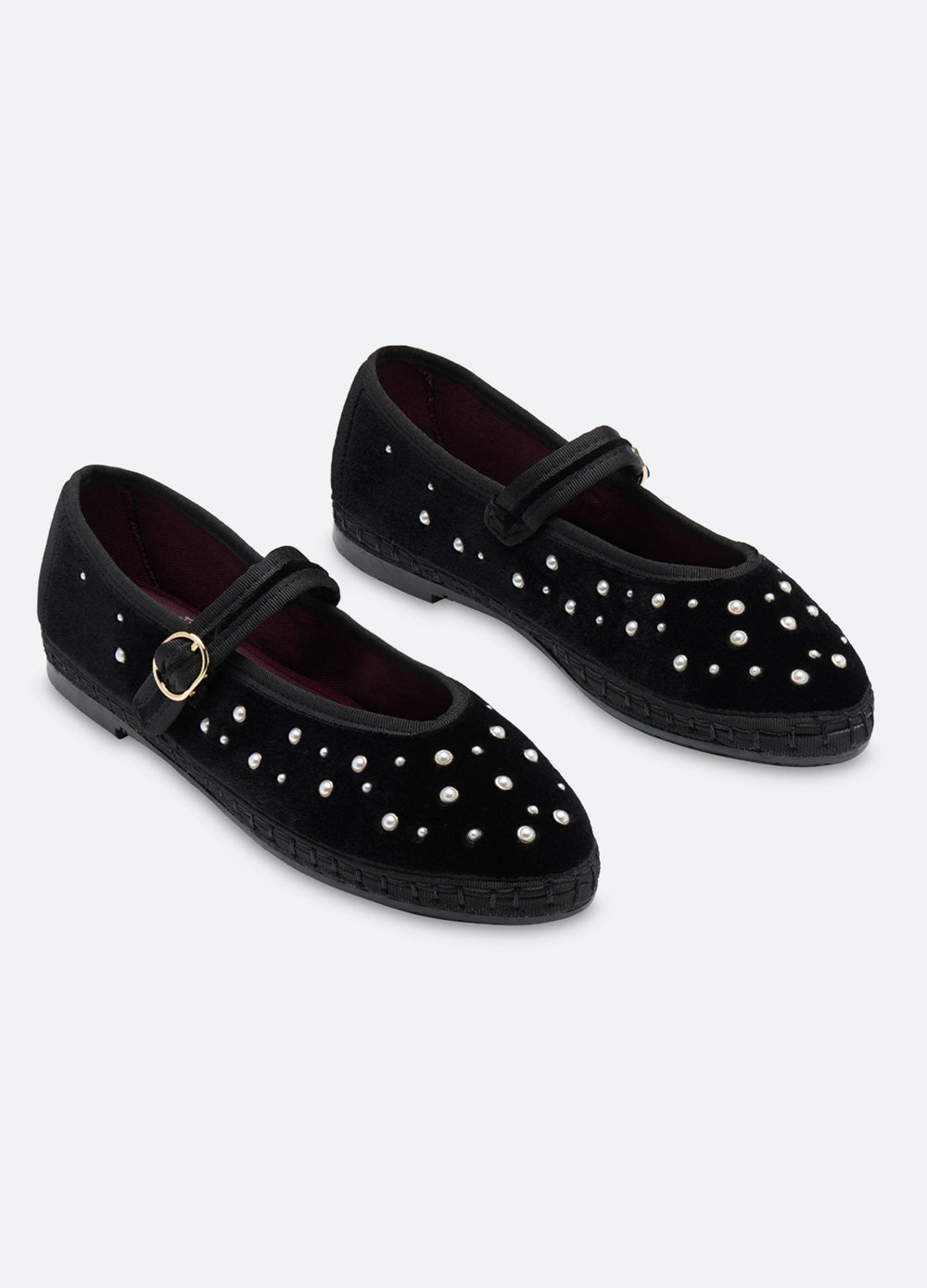 Pearl Mary Jane Flats Black