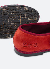 Velvet Mary Jane Flats Terracotta|Olive