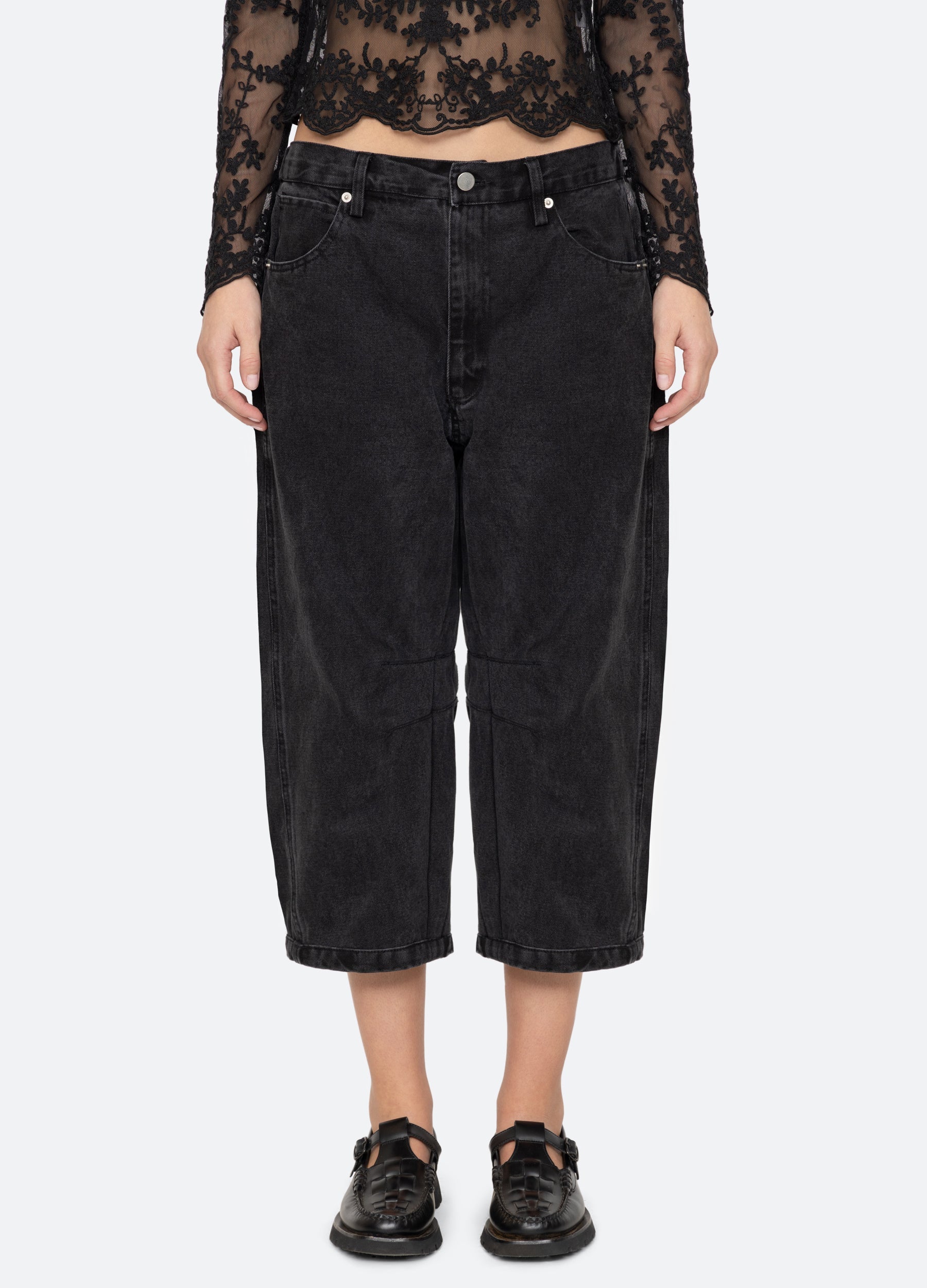 Oli Cropped Jeans Black|White
