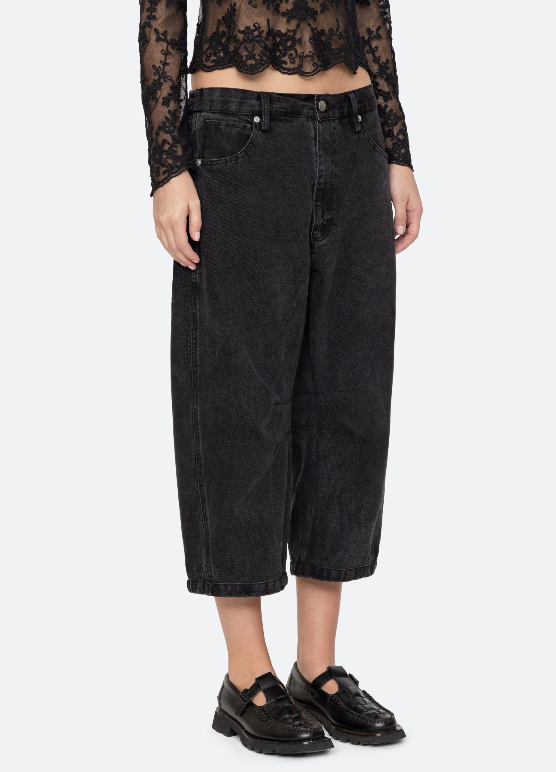 Oli Cropped Jeans Black|White