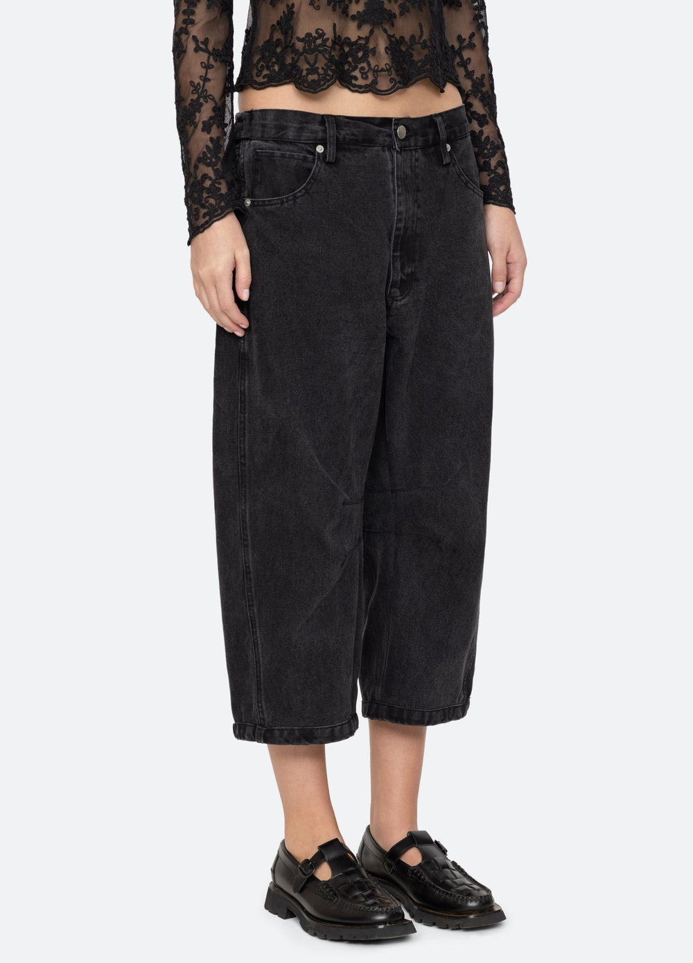 Oli Cropped Jeans Black|White