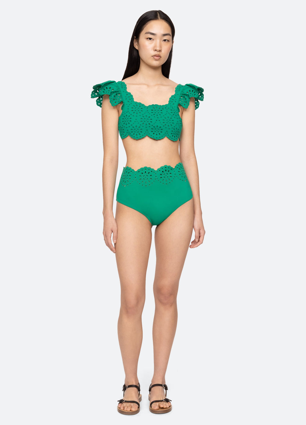 Mae Bikini Bottom Green|White