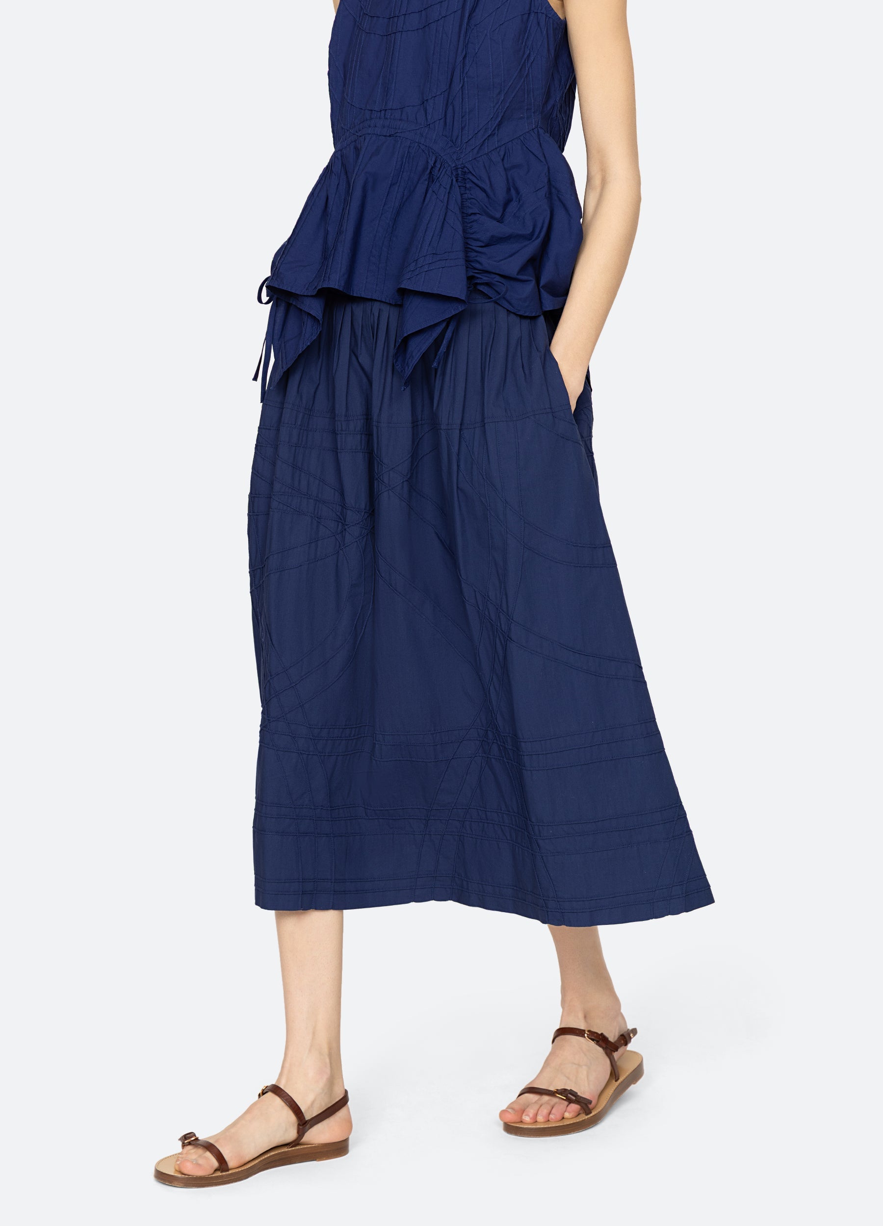 Camden Skirt Blueberry|White