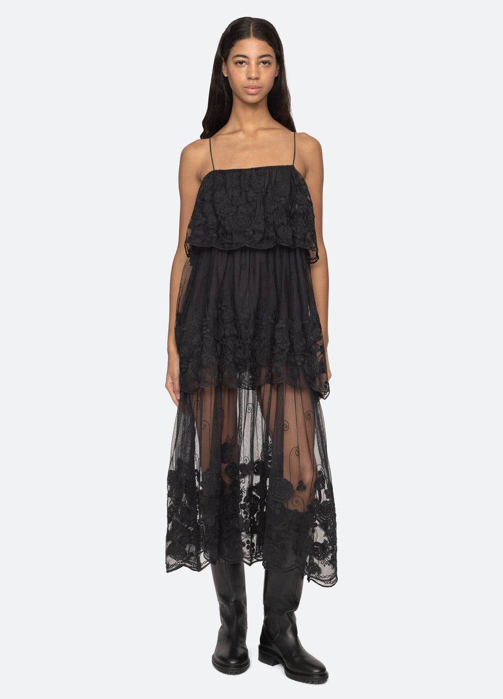 Arielle Dress Black|Cream