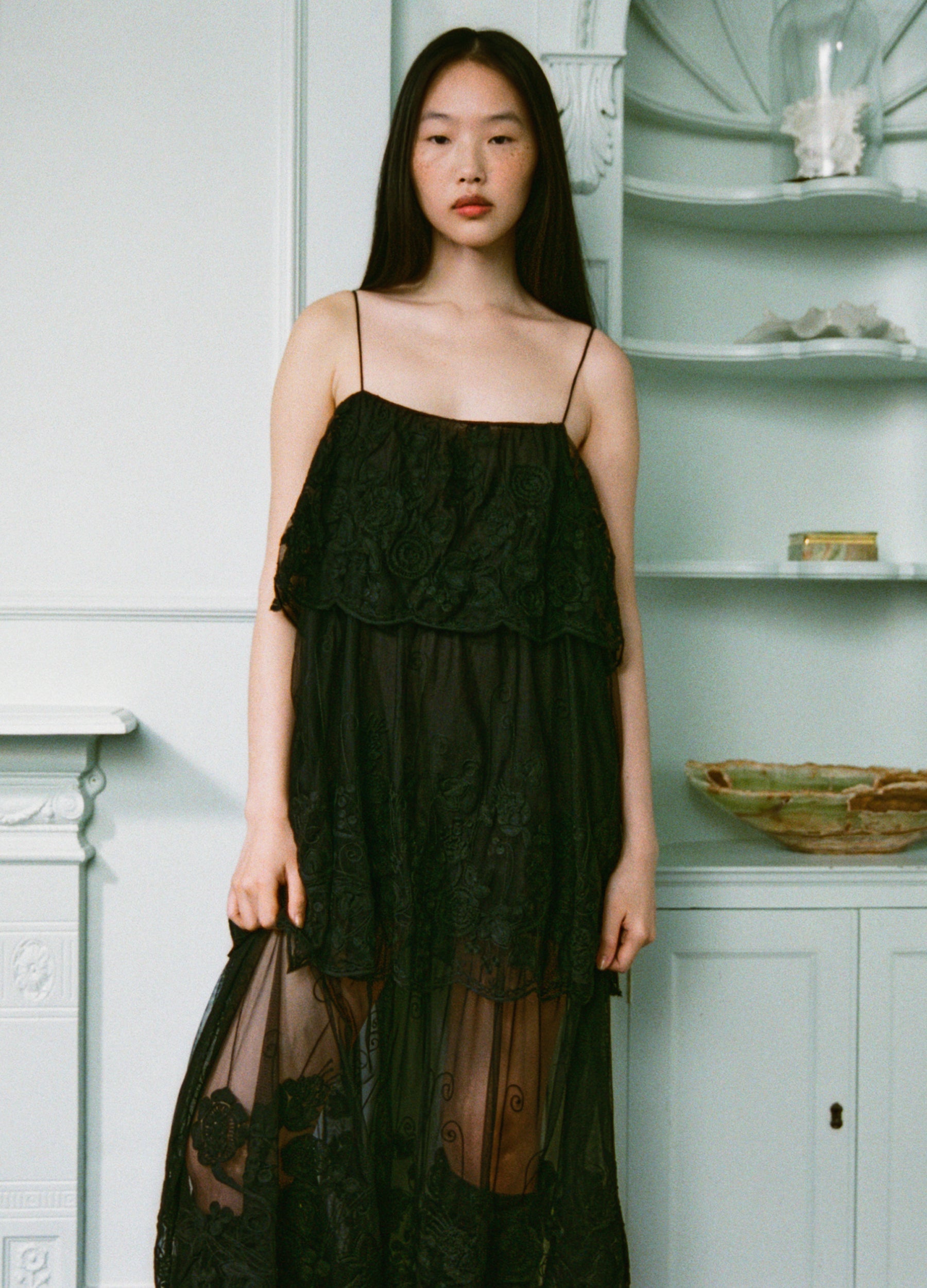 Arielle Dress Black|Cream