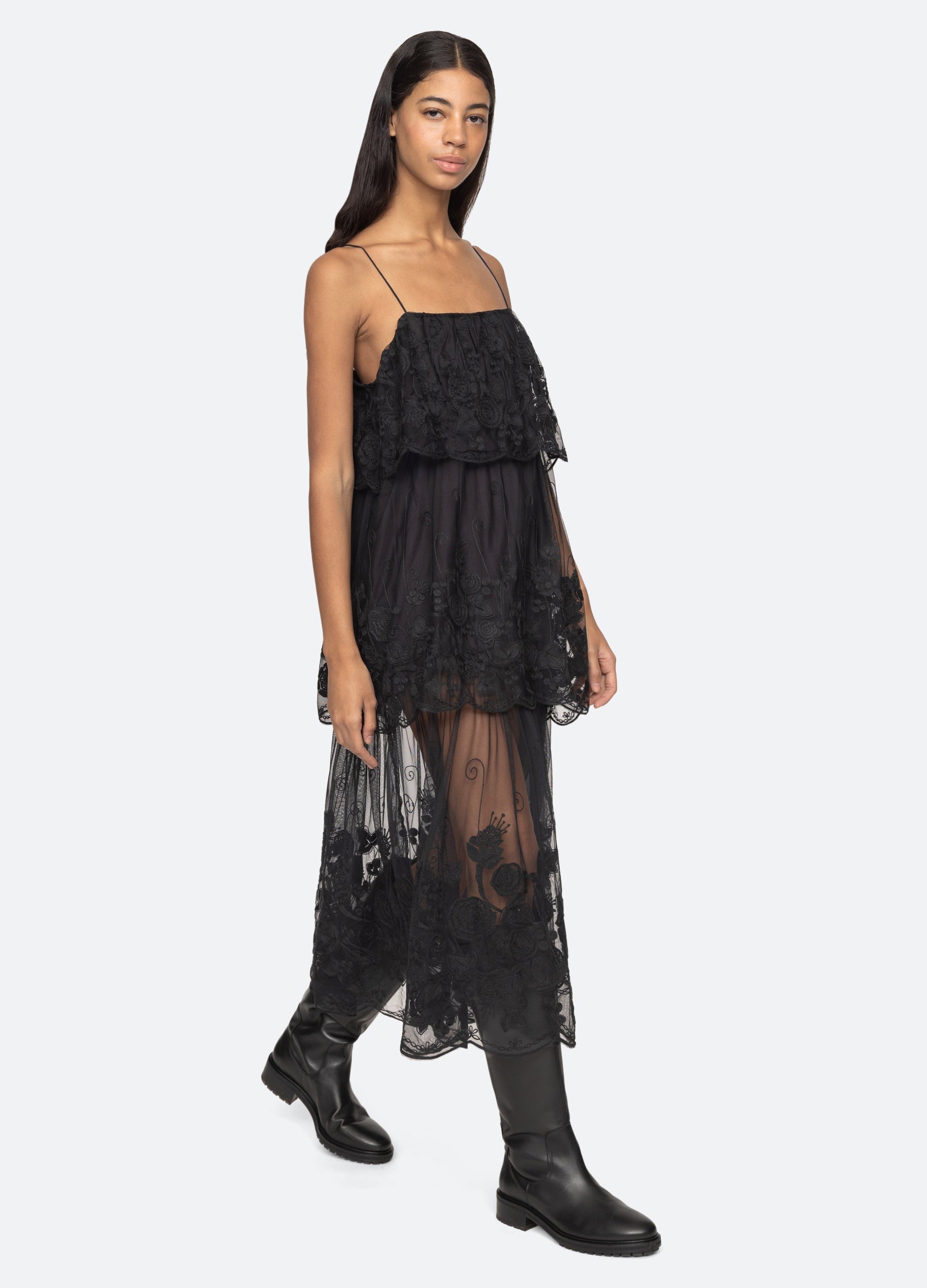 Arielle Dress Black|Cream