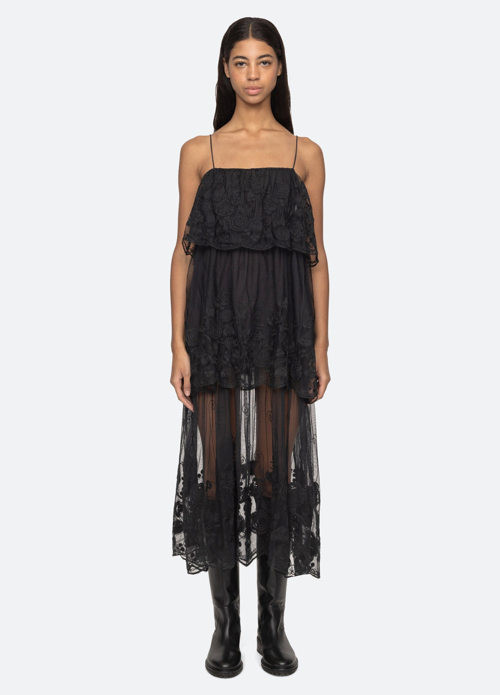 Arielle Dress Black|Cream