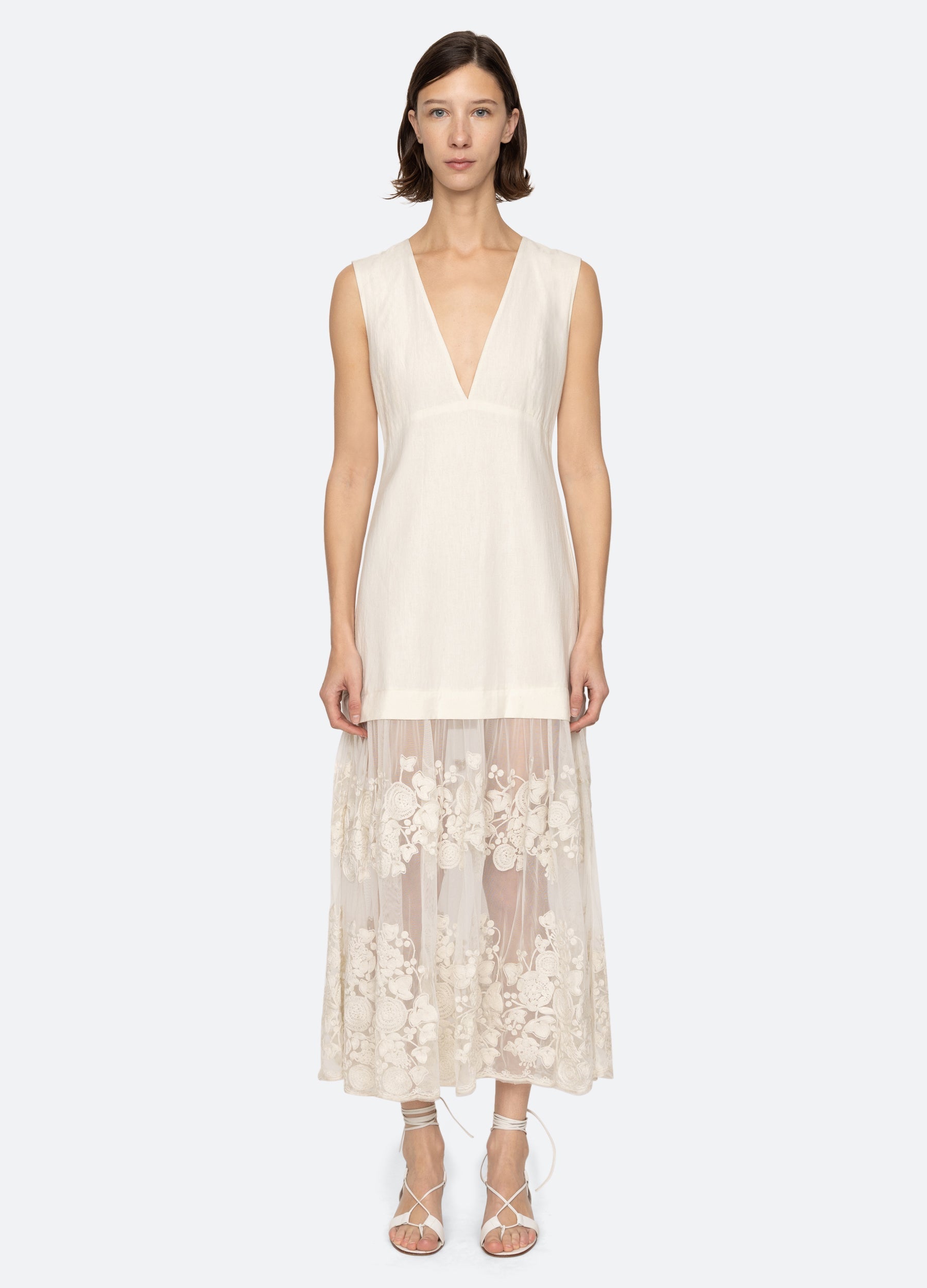 Arielle V-Neck Dress Cream
