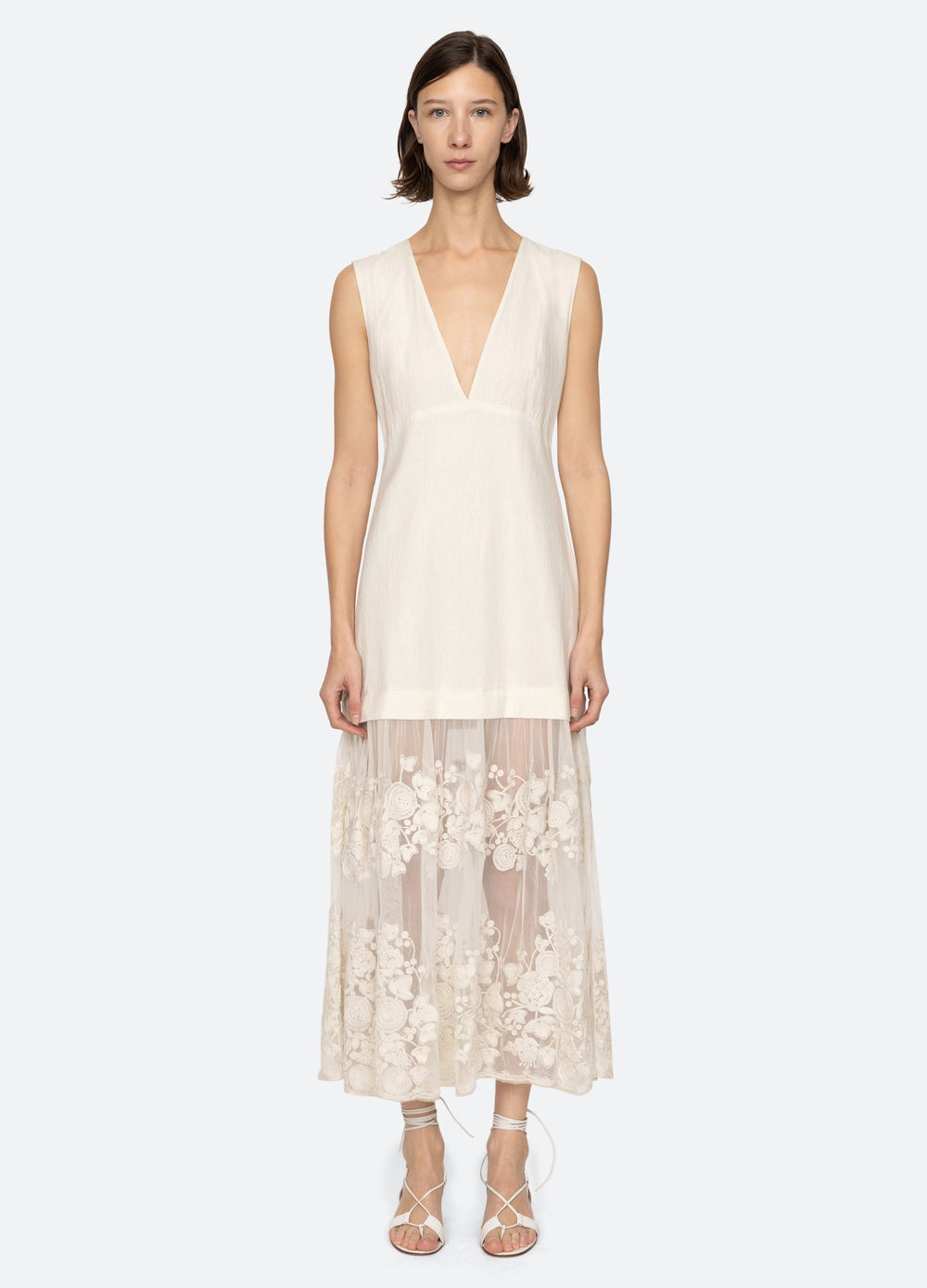 Arielle V-Neck Dress Cream