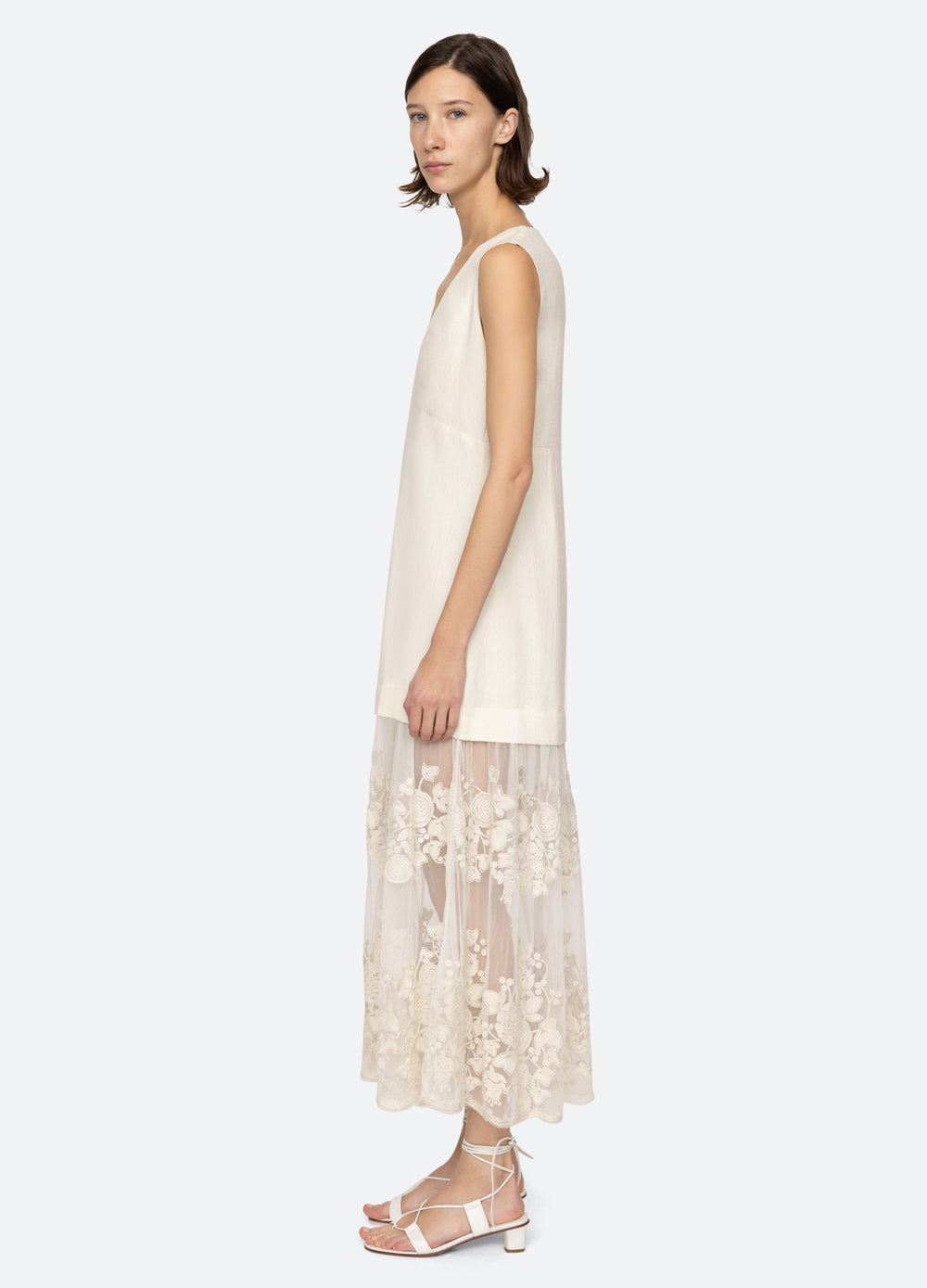 Arielle V-Neck Dress Cream