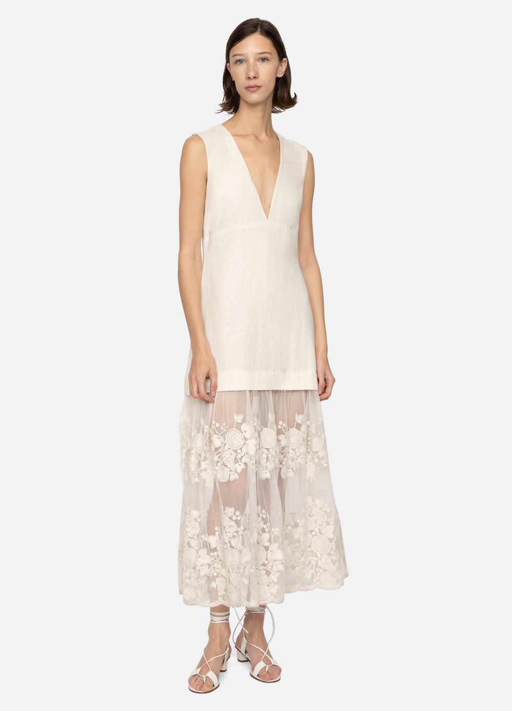 Arielle V-Neck Dress Cream