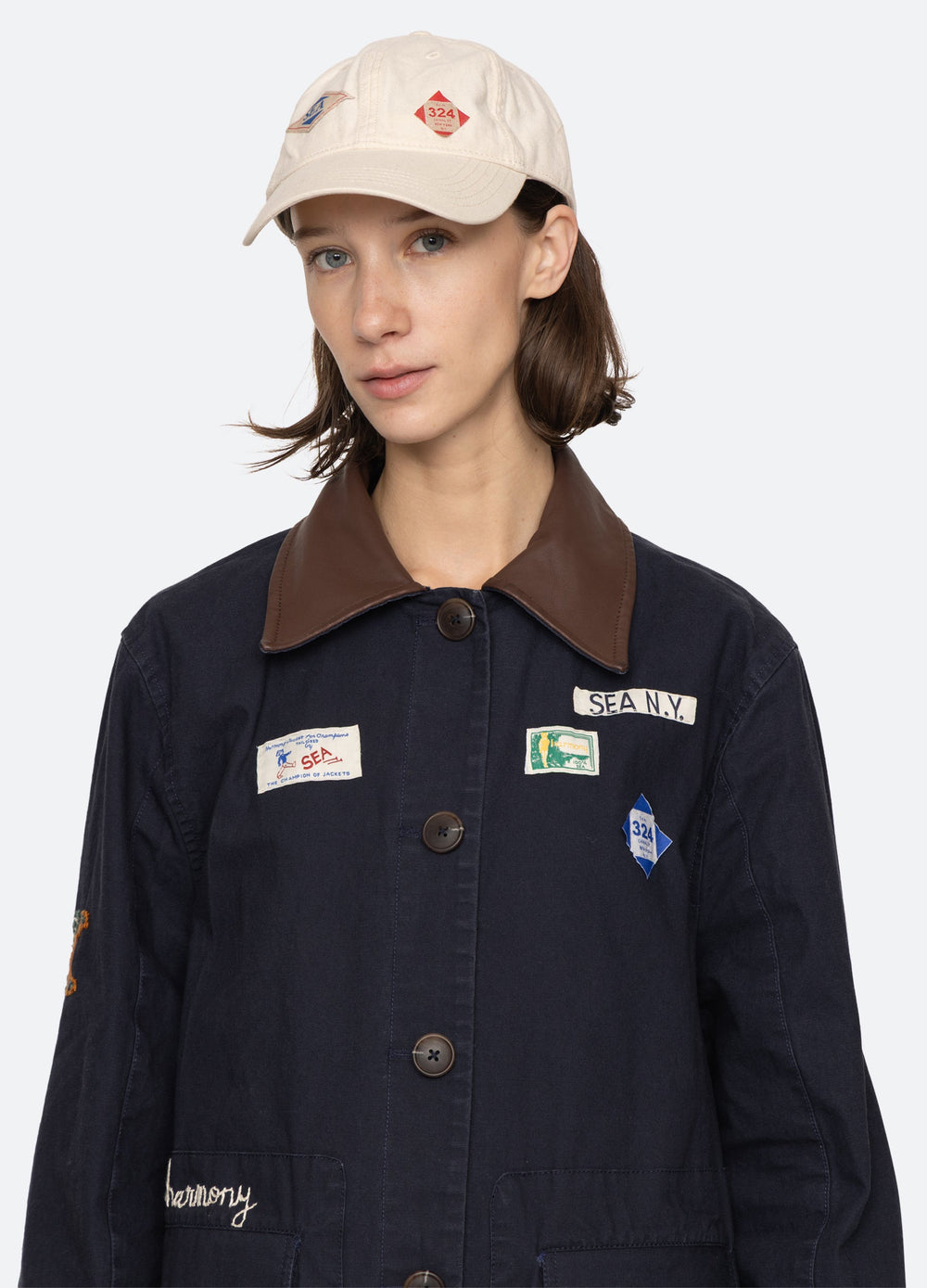 Carolyn Cap Cream|Navy