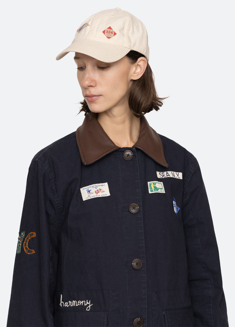 Carolyn Cap Cream|Navy