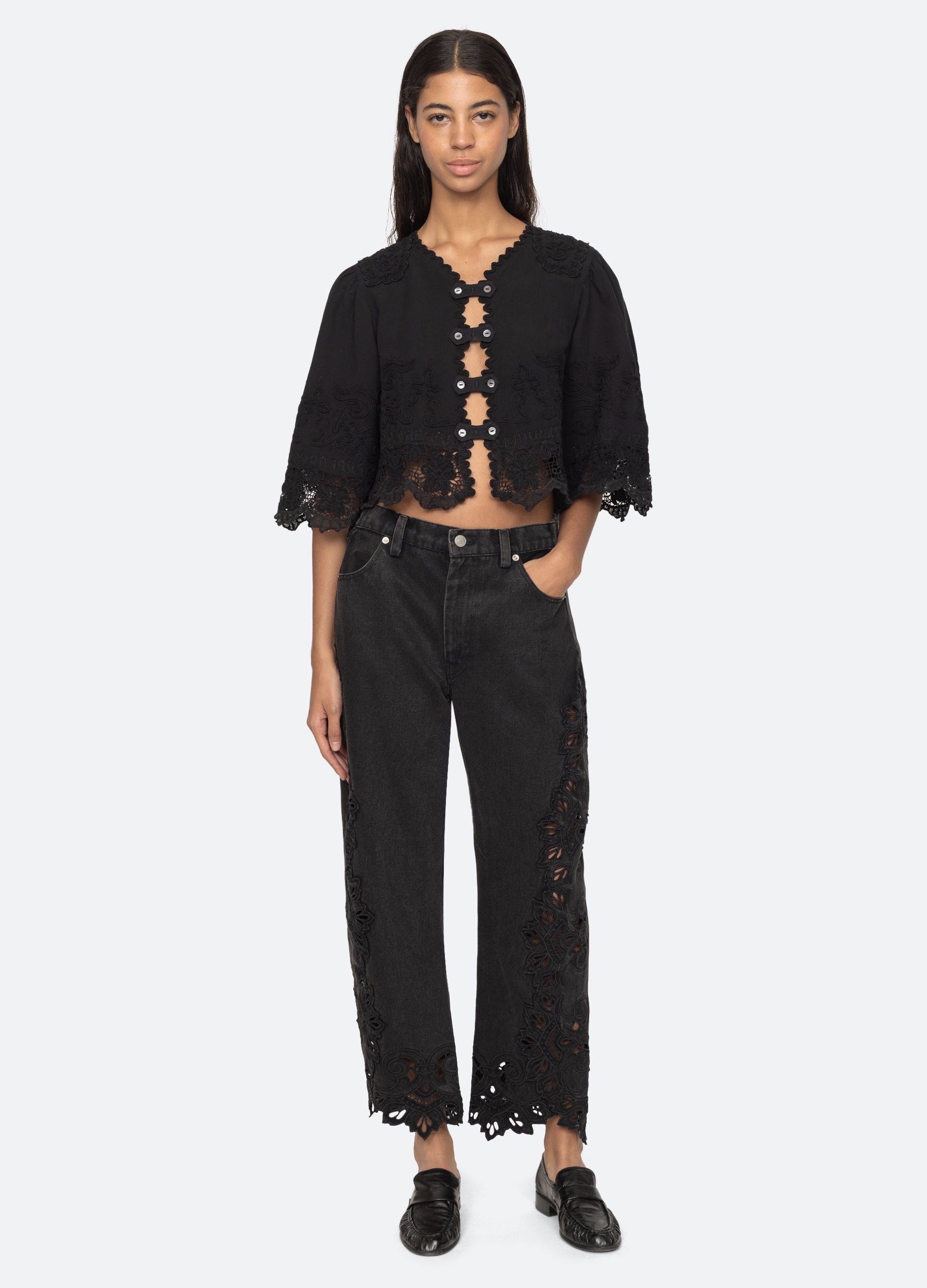 Cavina Jeans Black|White