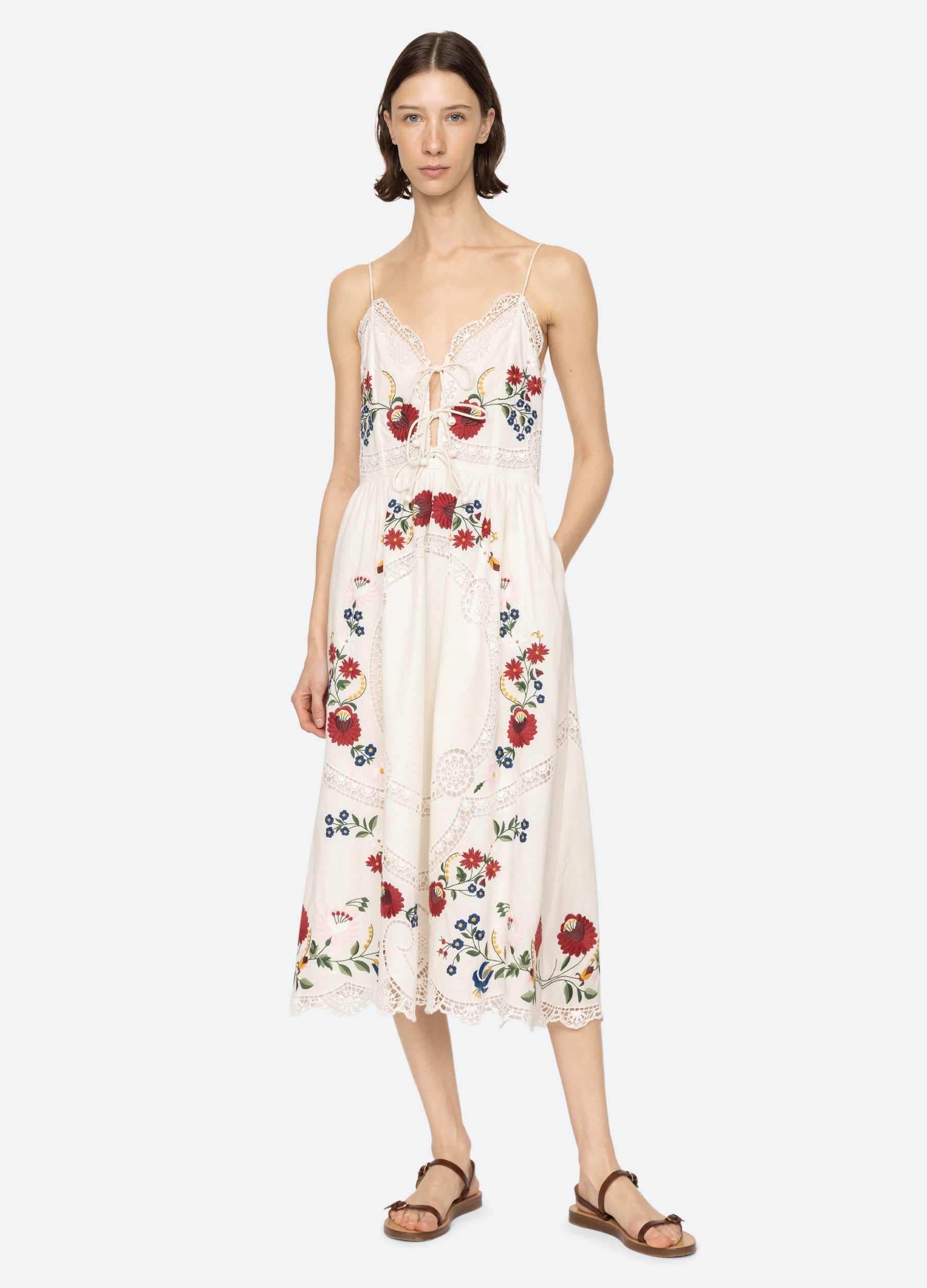 Celia Slip Dress Cream|Sky