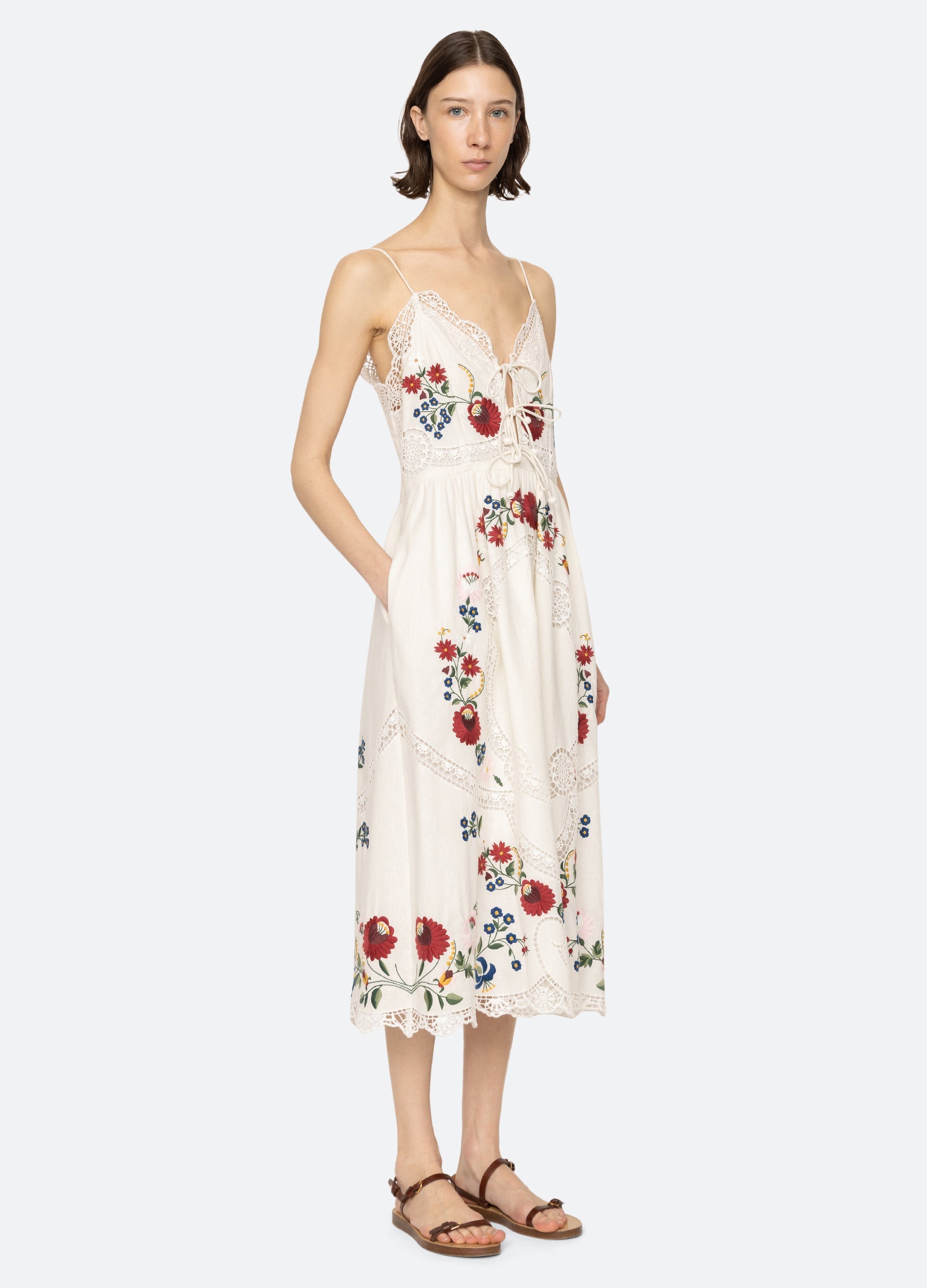 Celia Slip Dress Cream|Sky