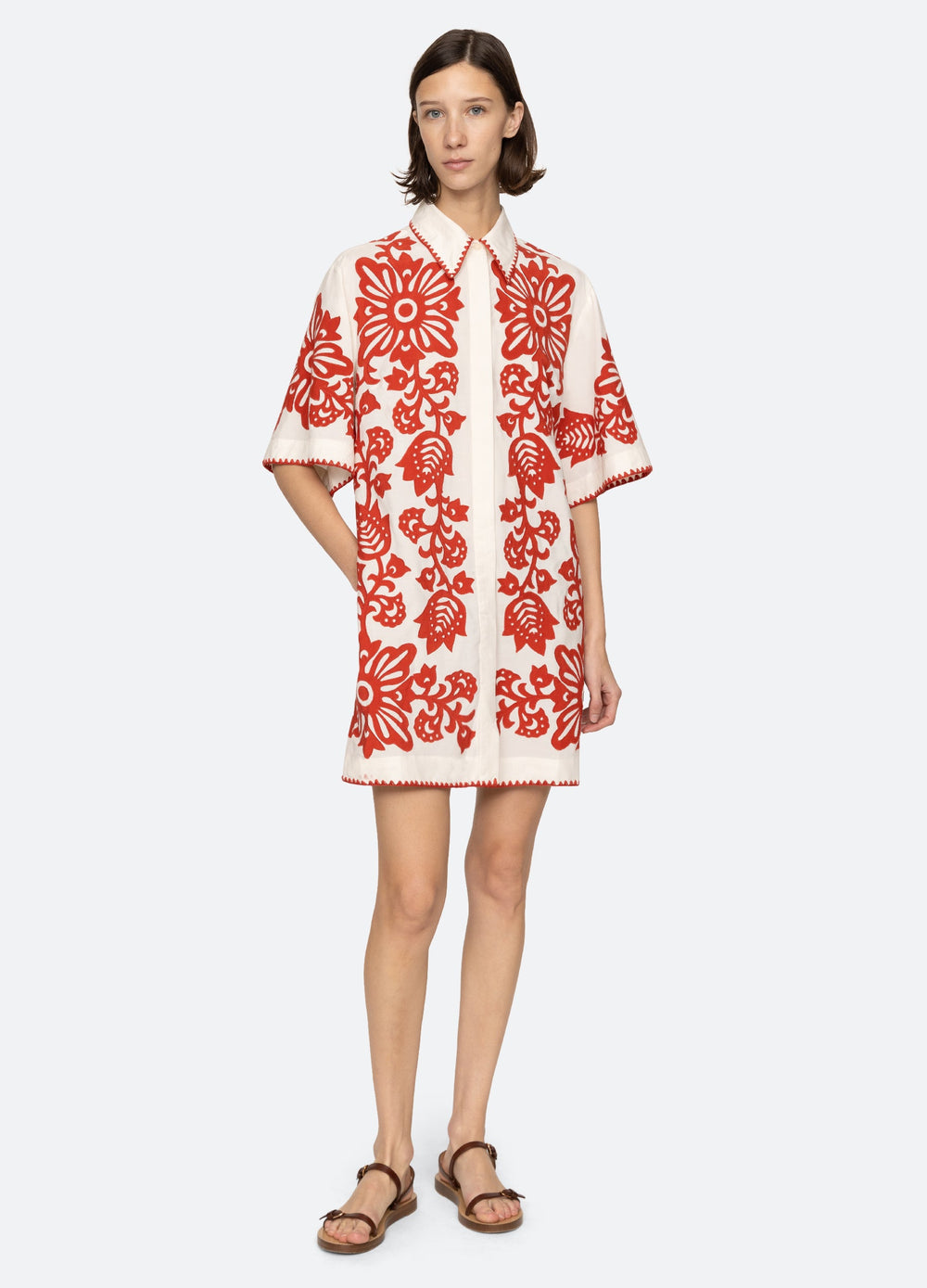 Liliana Shirt Dress Red|Sky