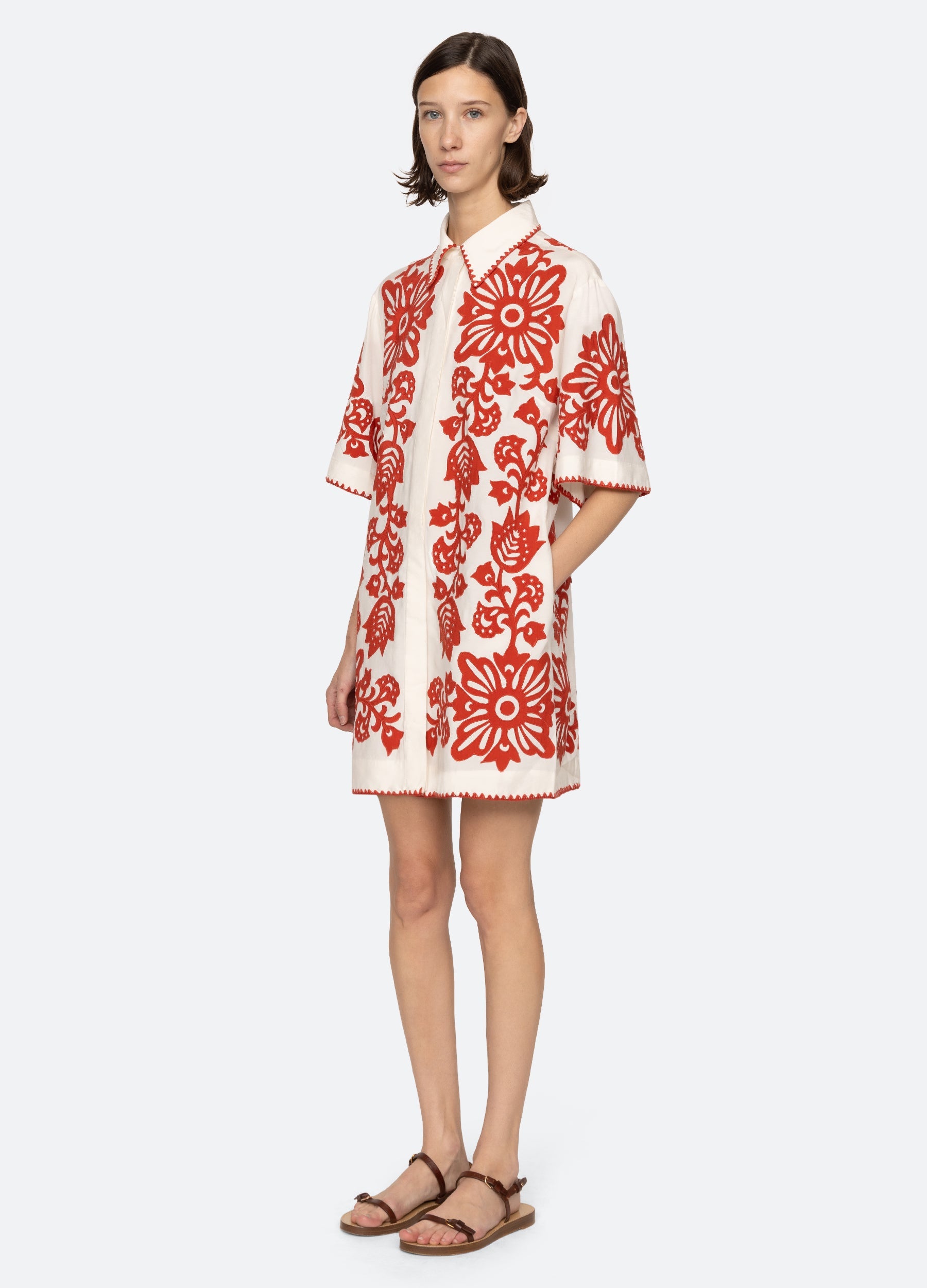 Liliana Shirt Dress Red|Sky