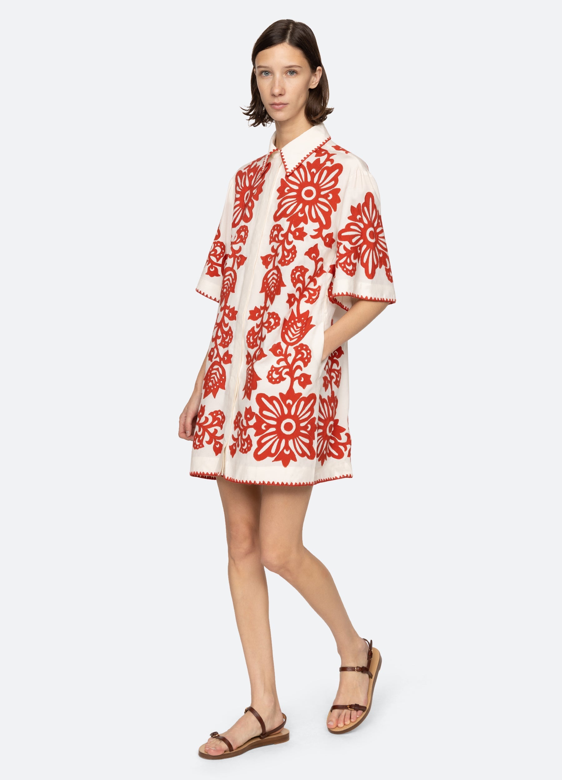 Liliana Shirt Dress Red|Sky