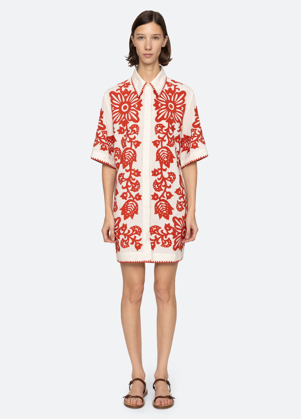 Liliana Shirt Dress Red|Sky