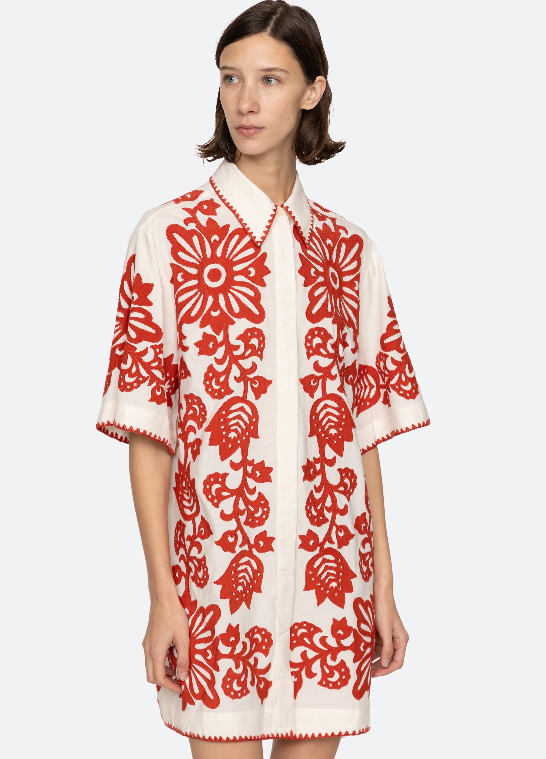 Liliana Shirt Dress Red|Sky