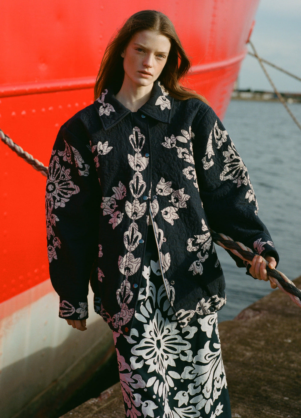 Liliana Quilted Jacket Navy|Red