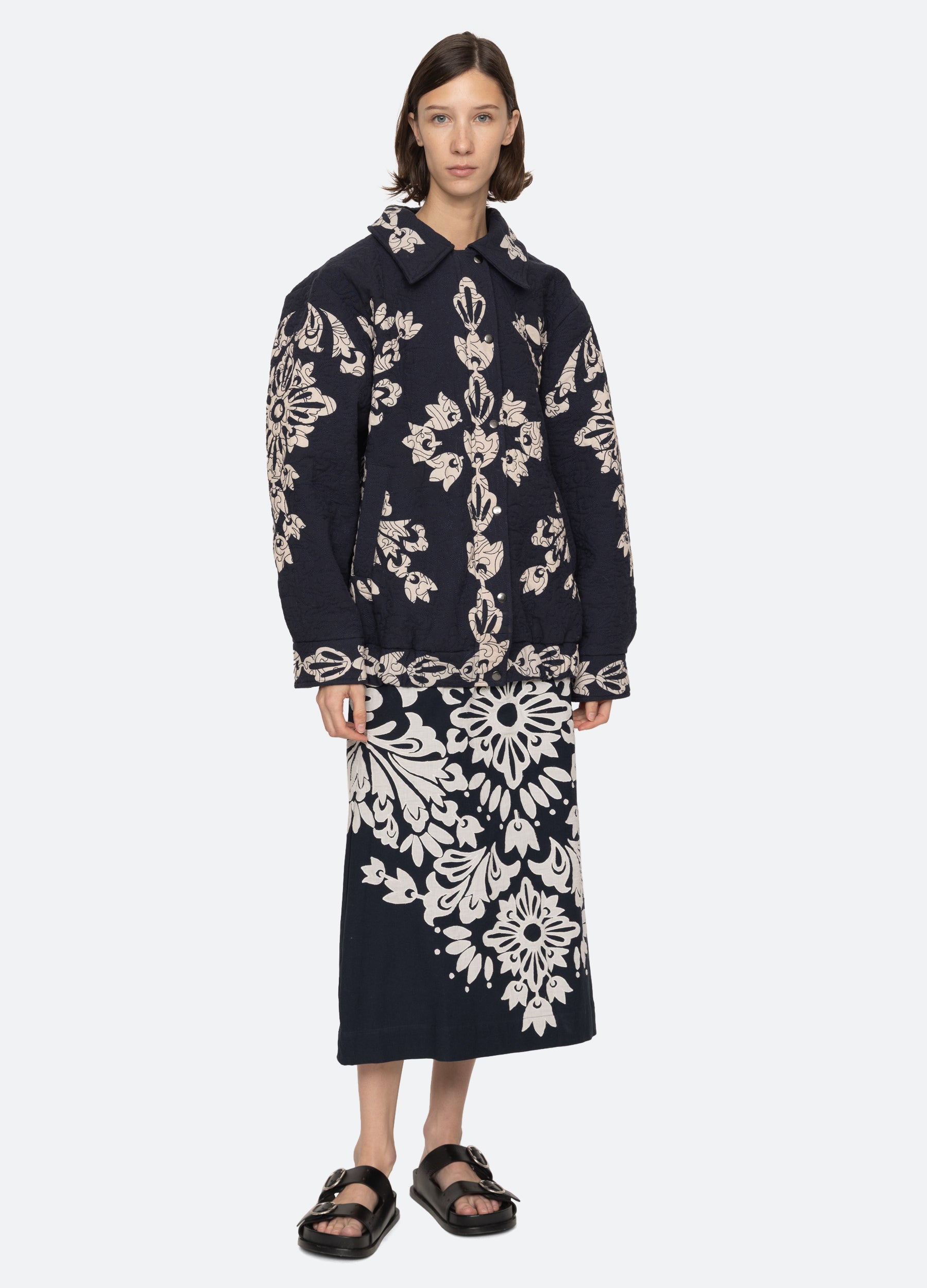 Liliana Quilted Jacket Navy|Red