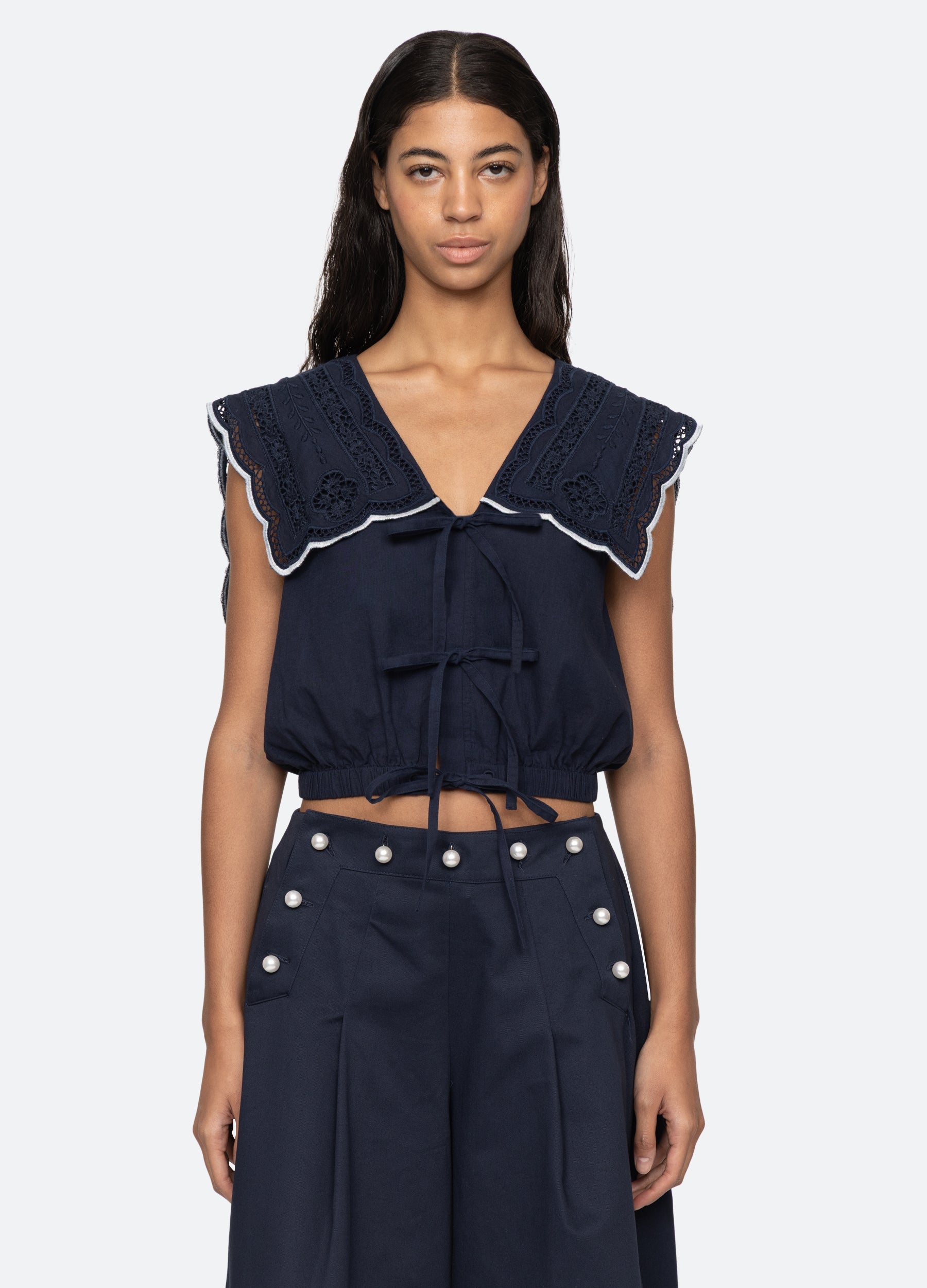 Marie Vest Navy|White