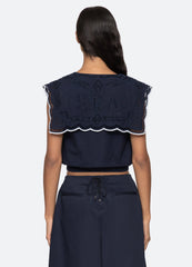 Marie Vest Navy|White
