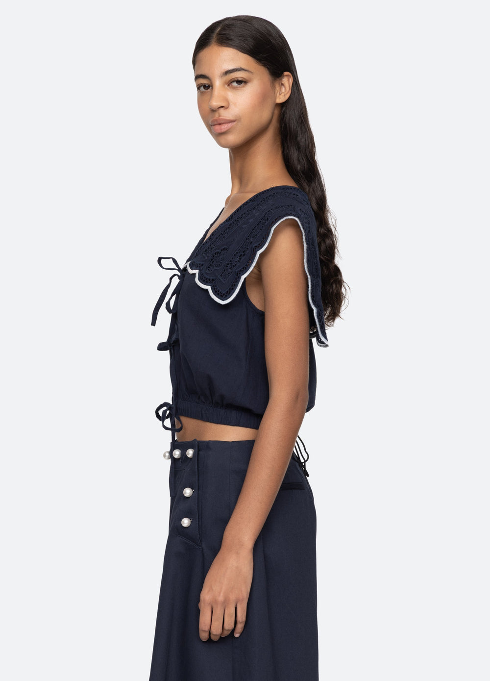Marie Vest Navy|White