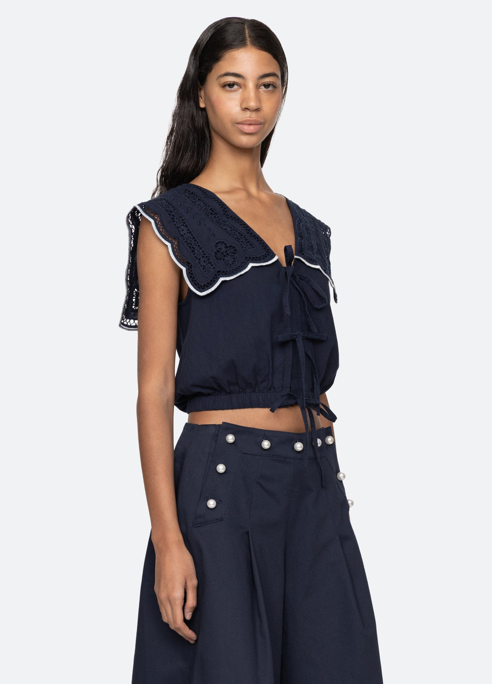 Marie Vest Navy|White