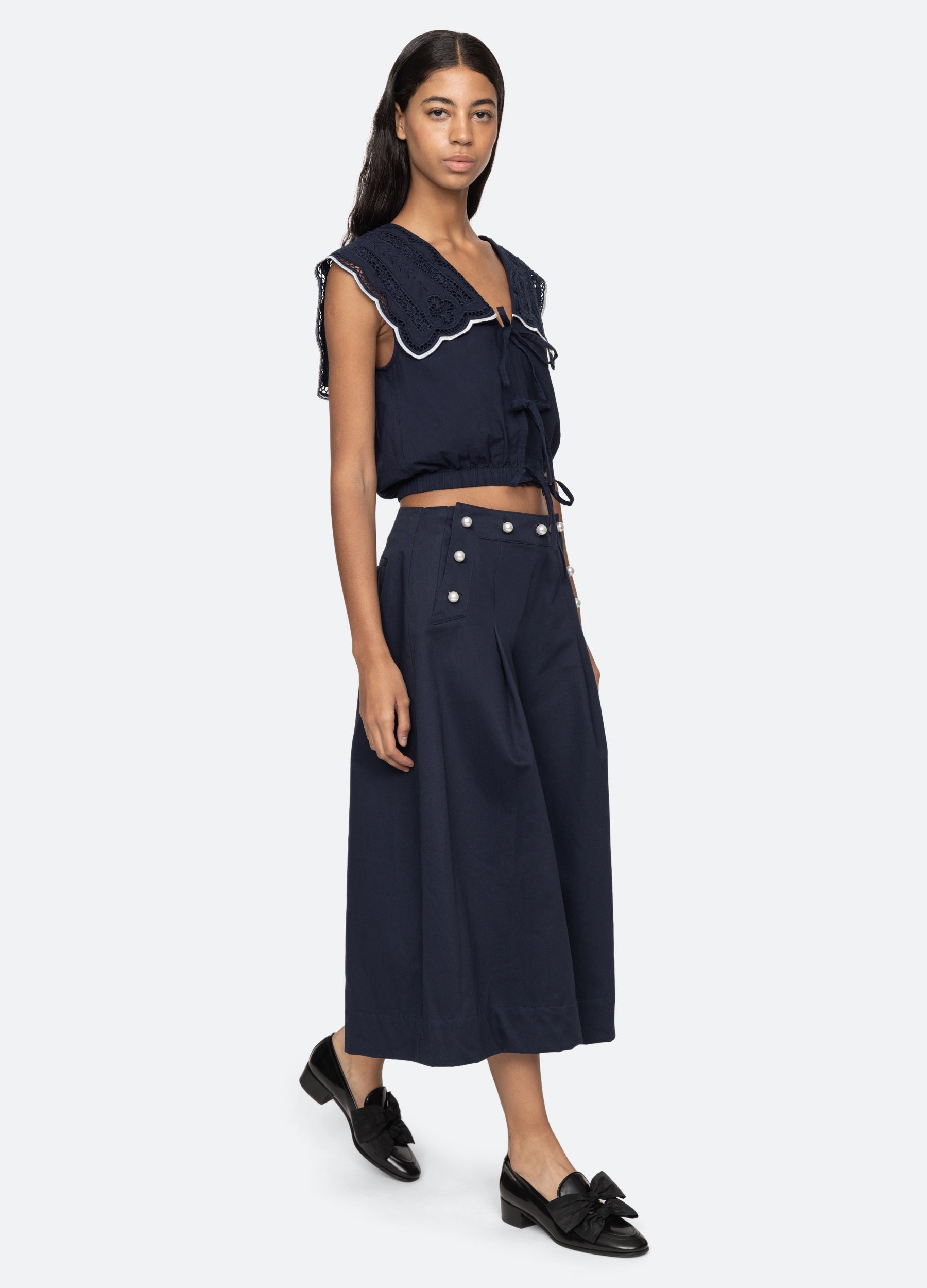Marie Vest Navy|White