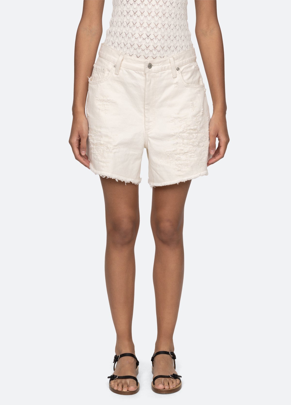 Spencer Denim Shorts White