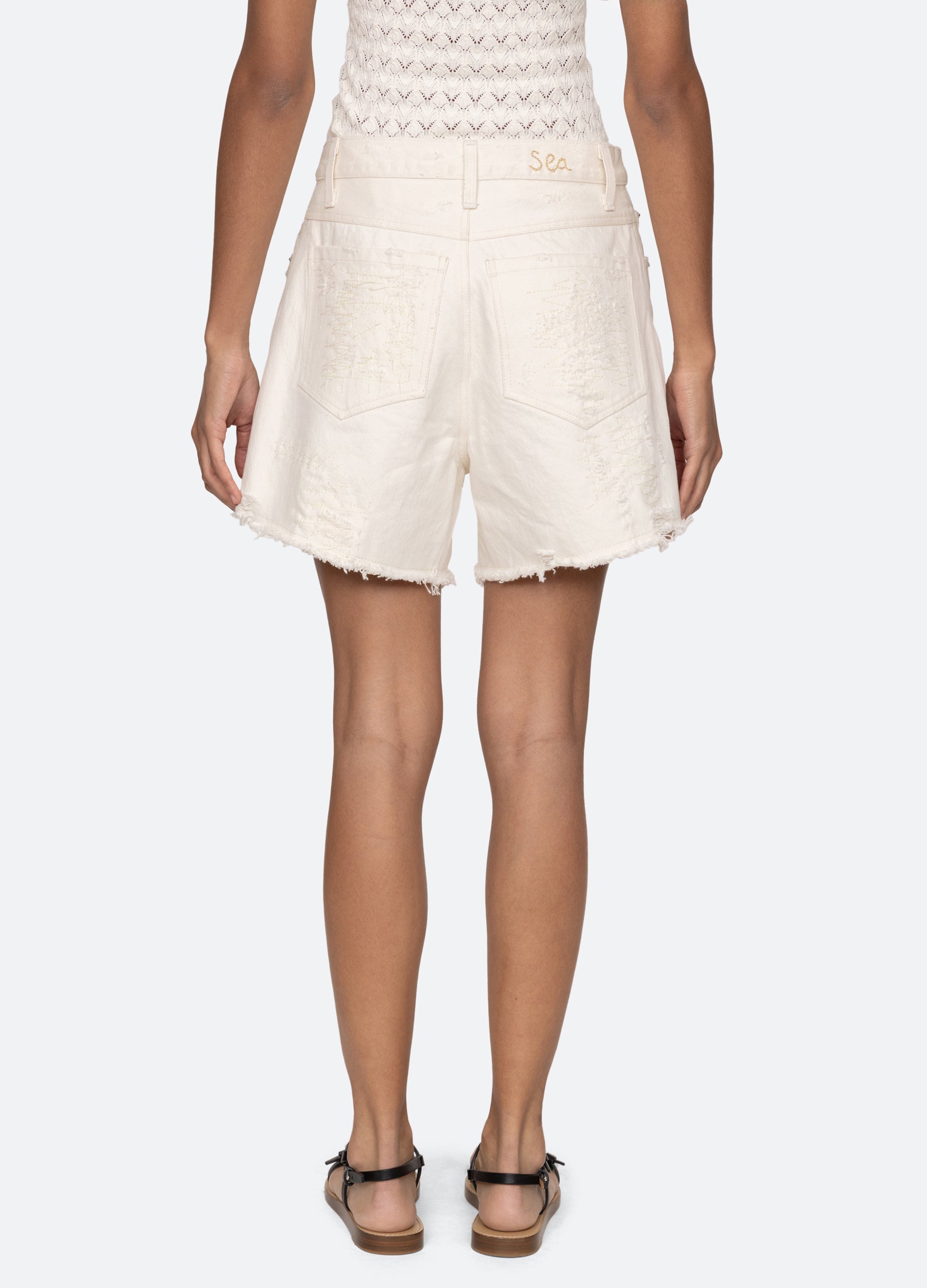 Spencer Denim Shorts White