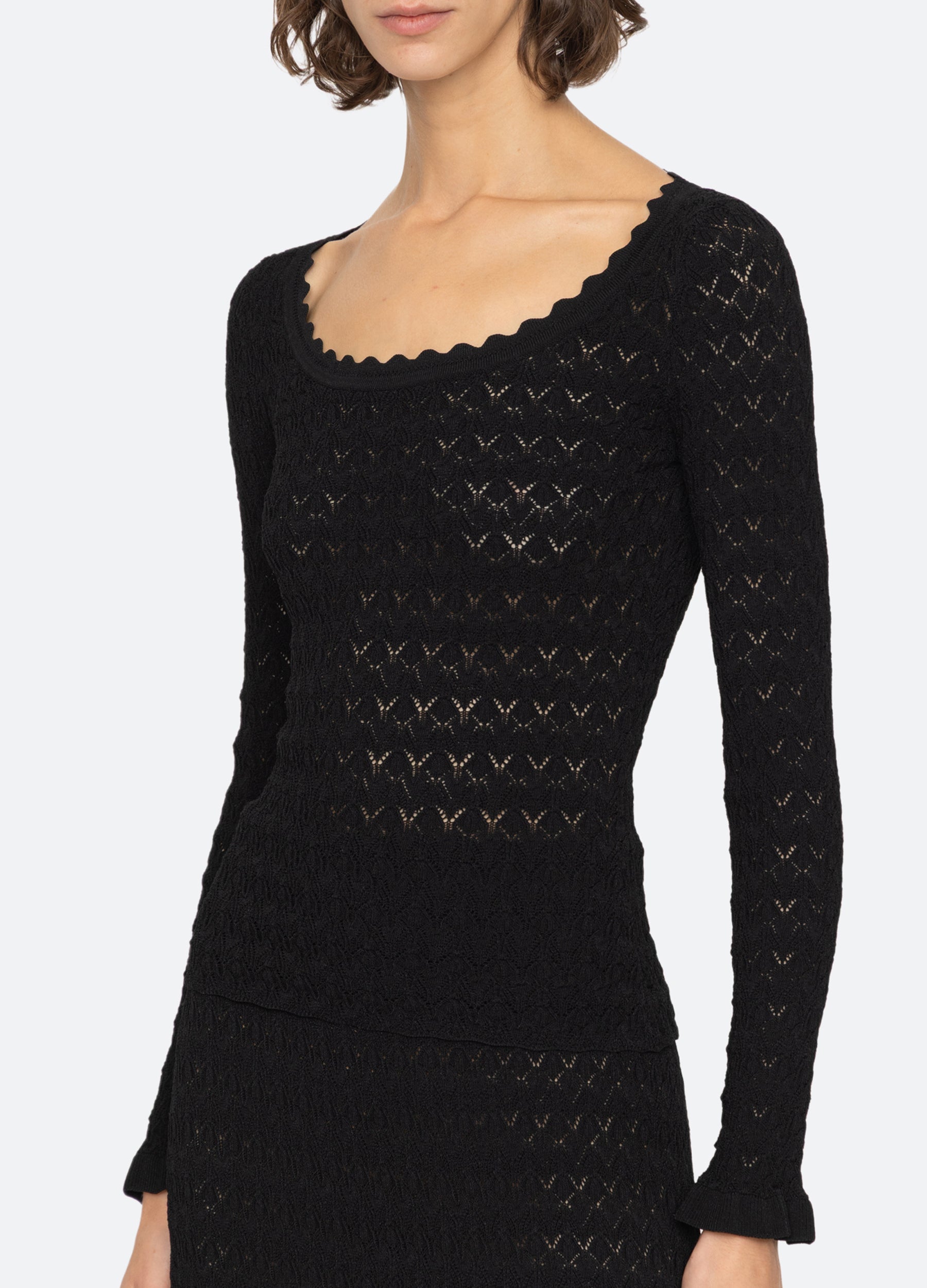 Rue L/S Top Black|Cream