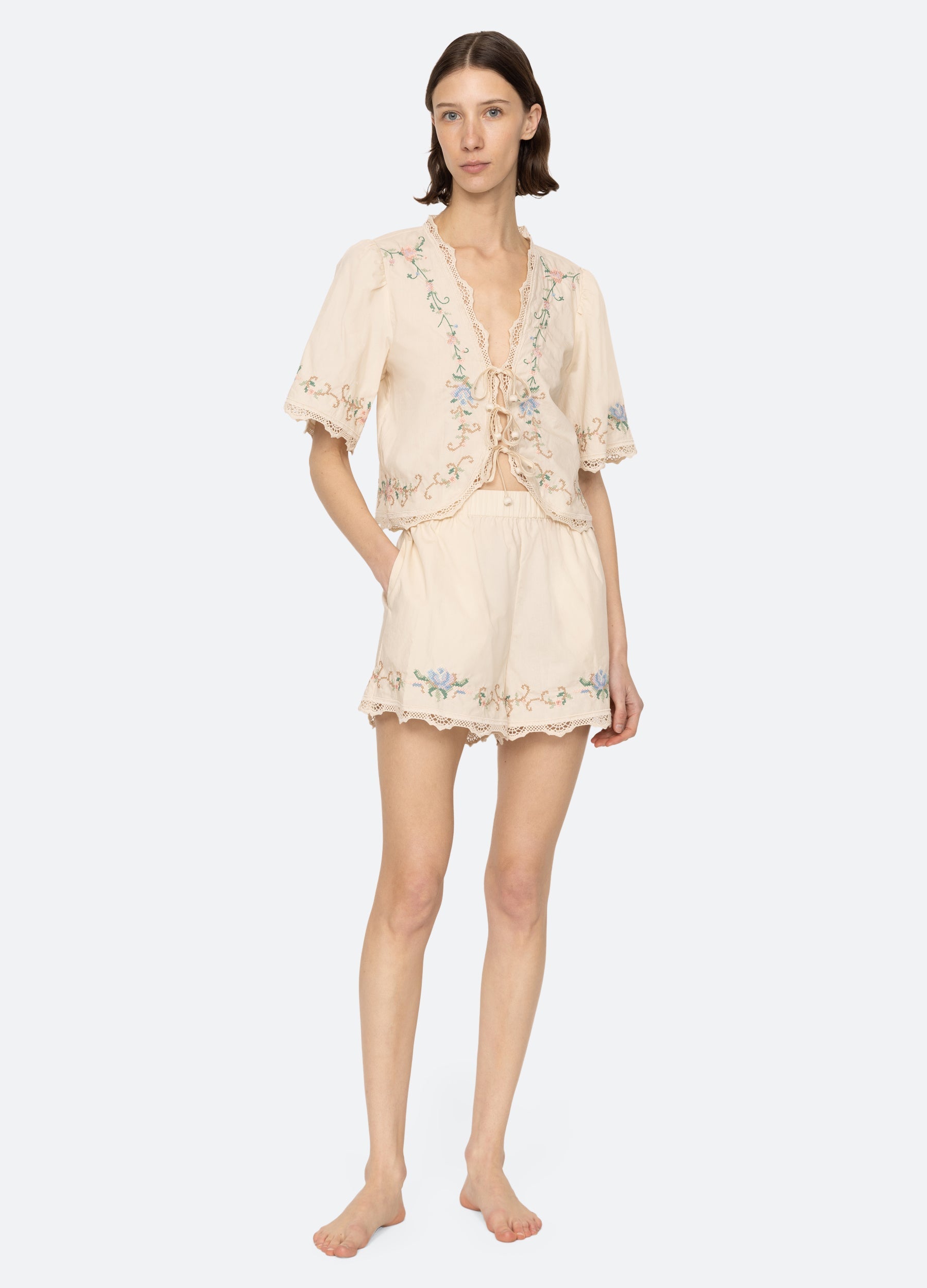 Edwina PJ Short Set Cream