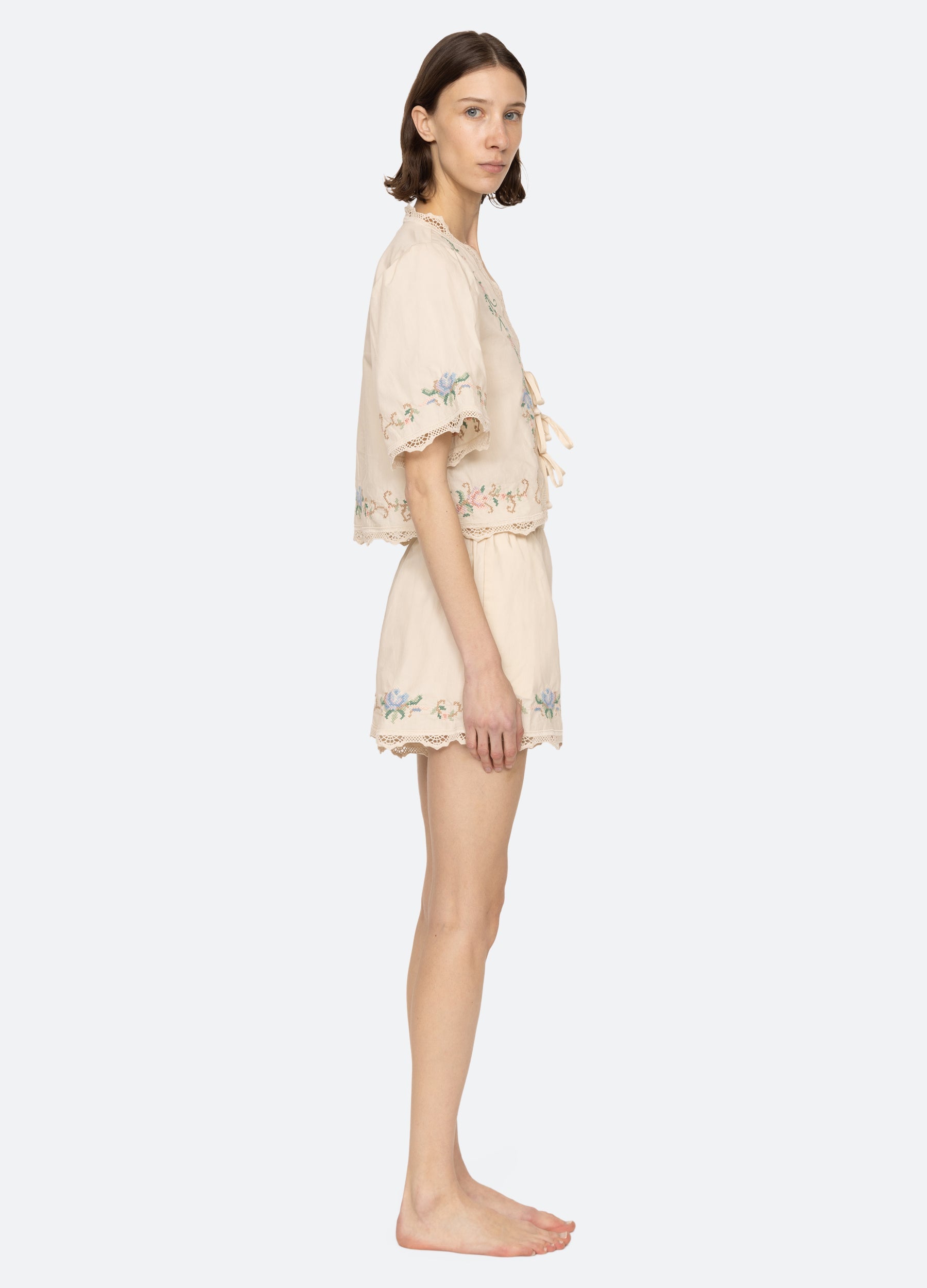 Edwina PJ Short Set Cream