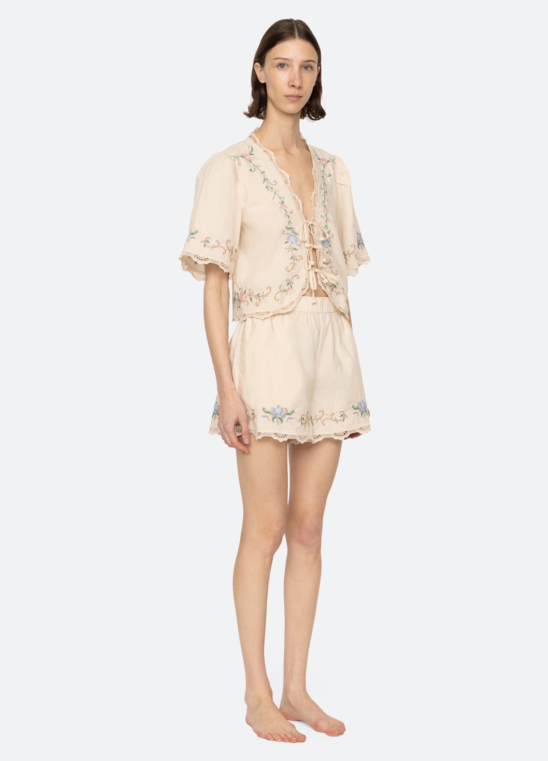 Edwina PJ Short Set Cream