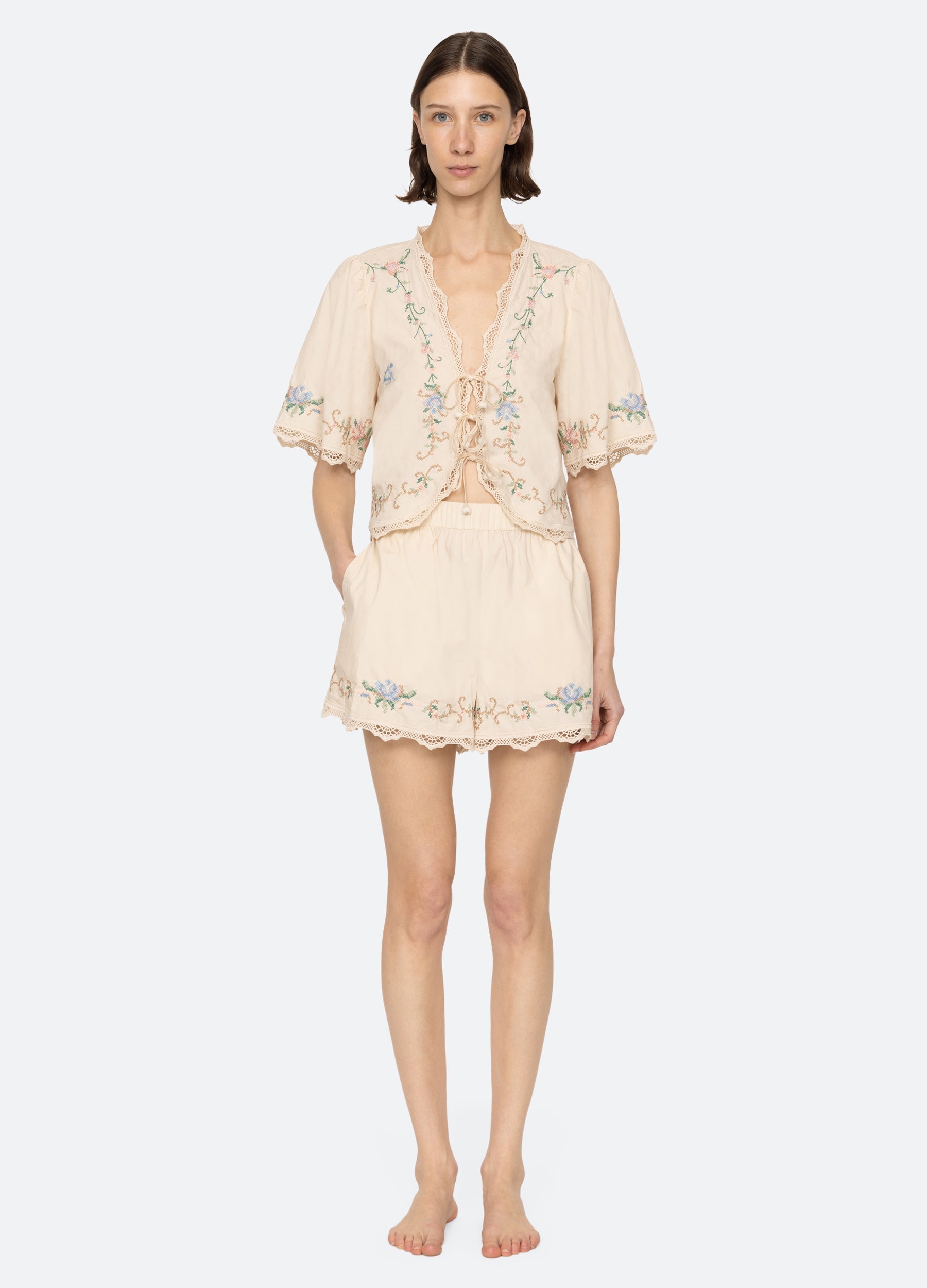 Edwina PJ Short Set Cream