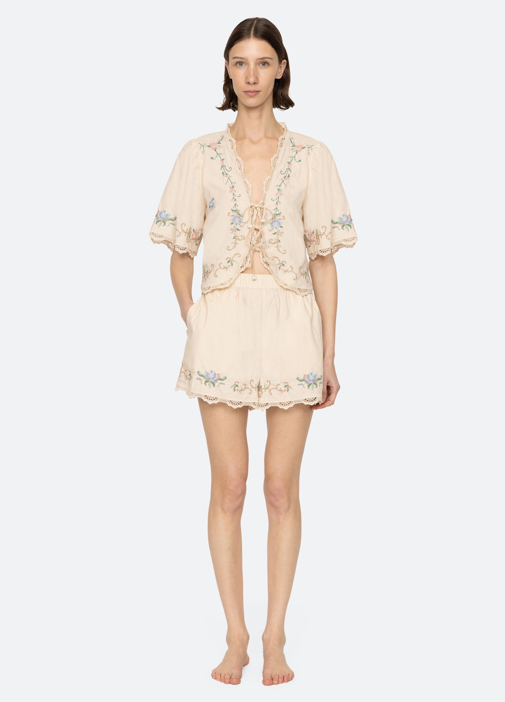 Edwina PJ Short Set Cream