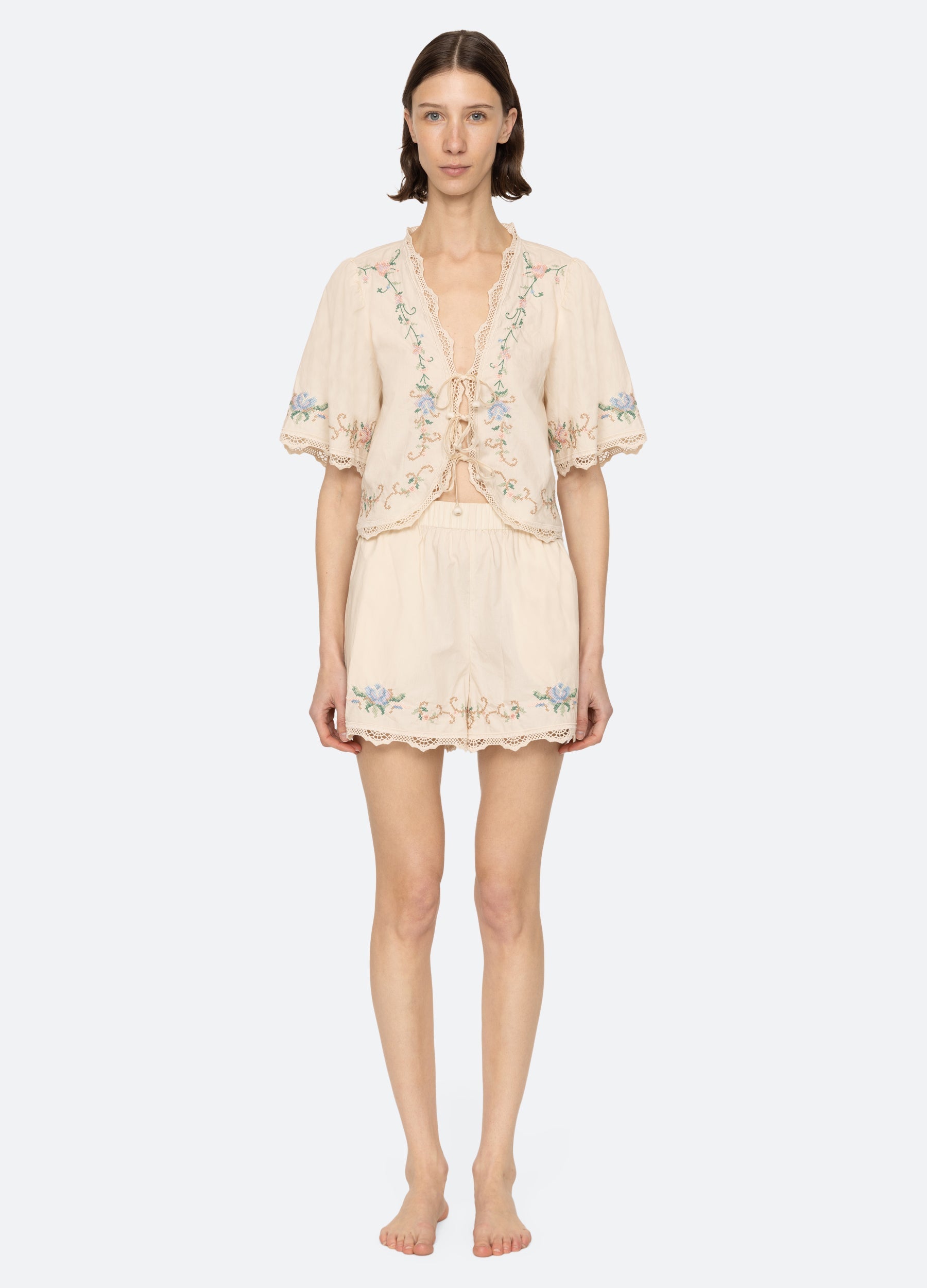 Edwina PJ Short Set Cream