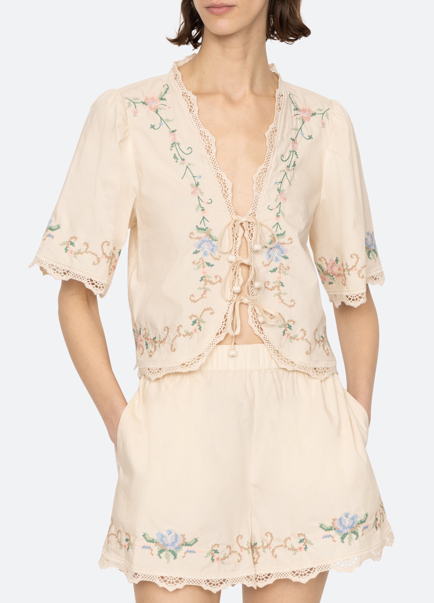 Edwina PJ Short Set Cream