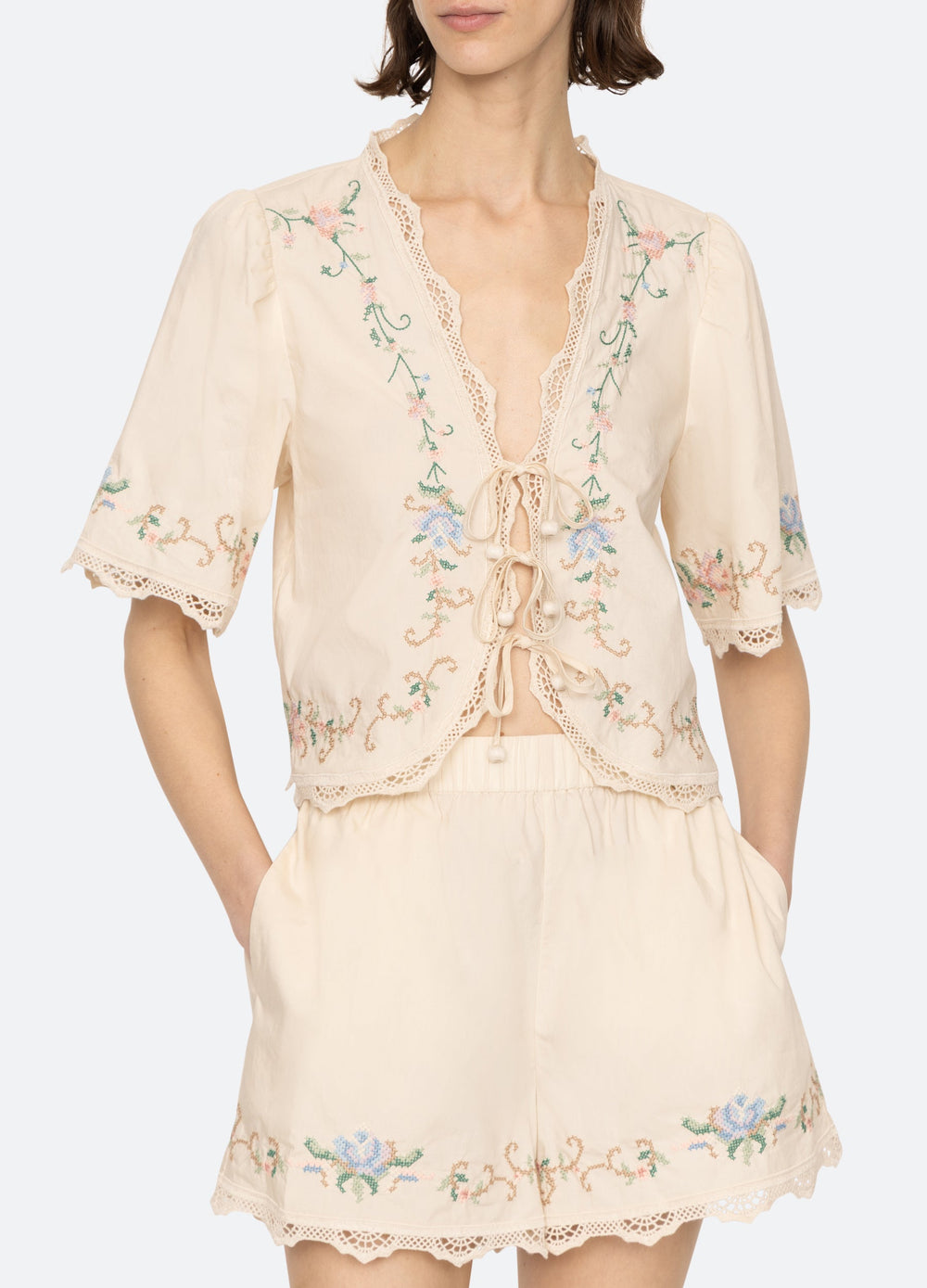 Edwina PJ Short Set Cream