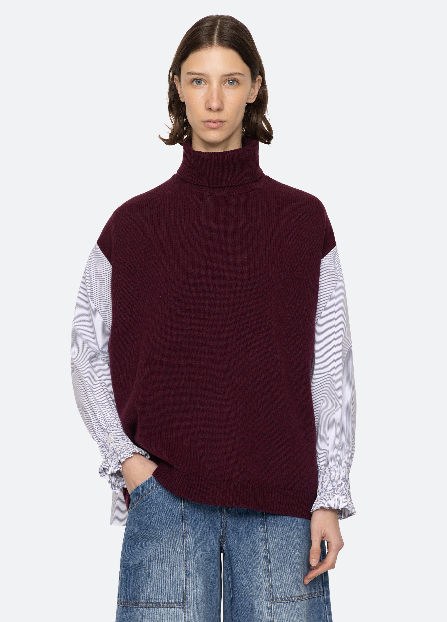 Devana Combo Sweater Burgundy